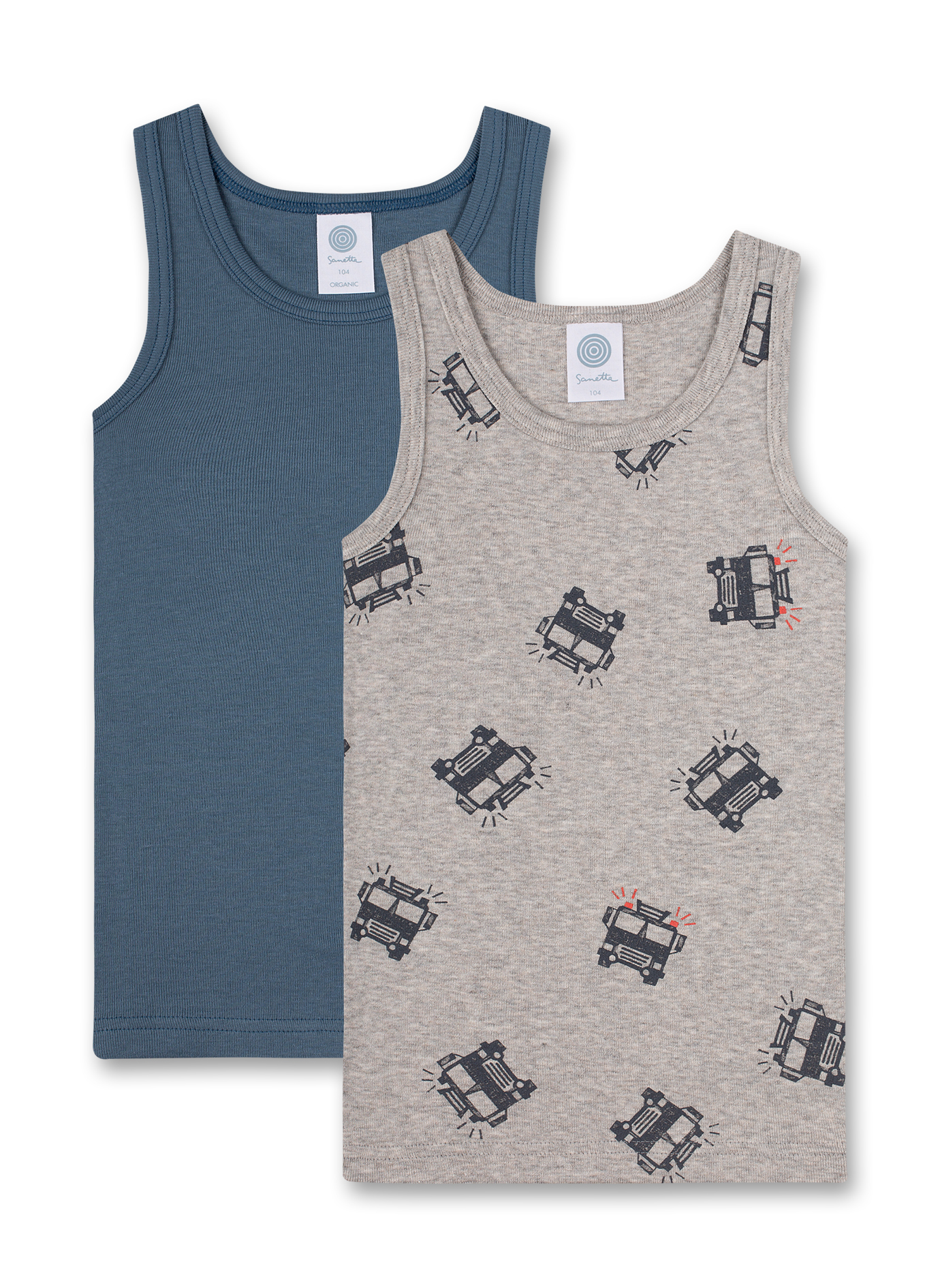 Jungen-Unterhemd (Doppelpack) Graumelange und Blau Truck