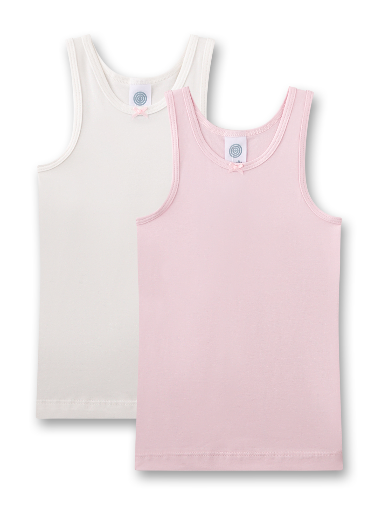 Mädchen-Unterhemd (Doppelpack) rosa & weiß