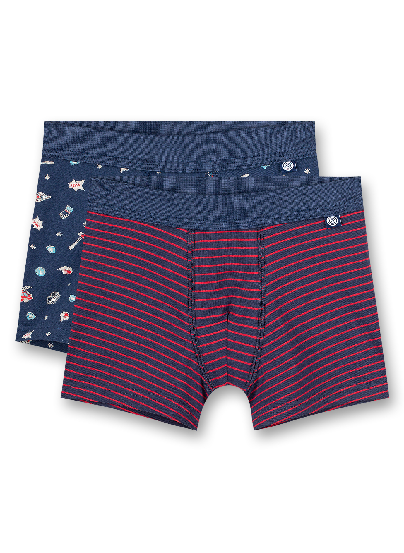 Jungen-Shorts (Doppelpack) Rot Ringel und Dunkelblau