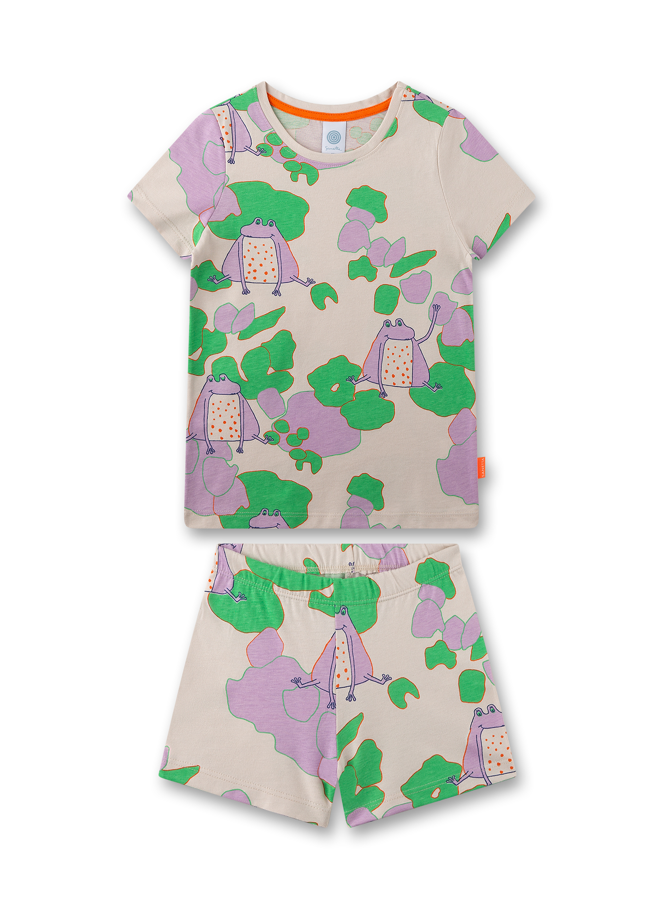 Mädchen-Schlafanzug kurz beige Frosch