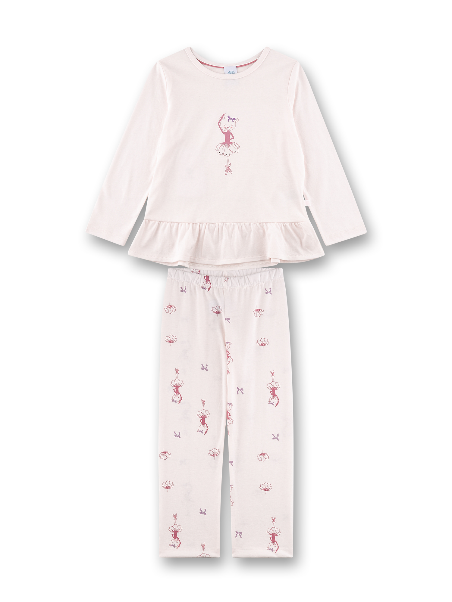 Mädchen-Schlafanzug lang rosa Ballerina