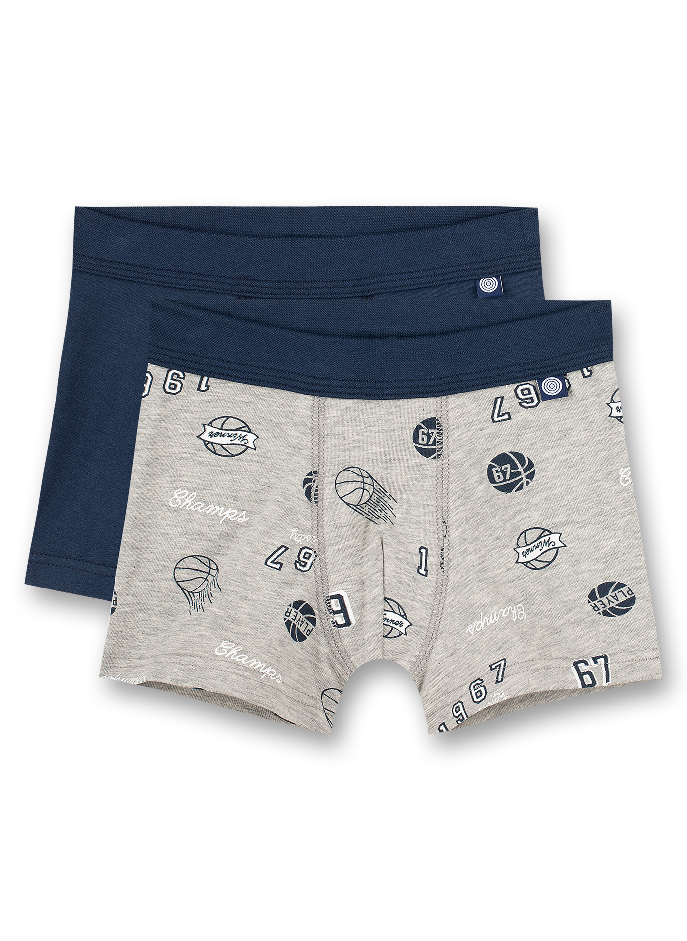 Jungen-Shorts (Doppelpack) Graumelange und Dunkelblau