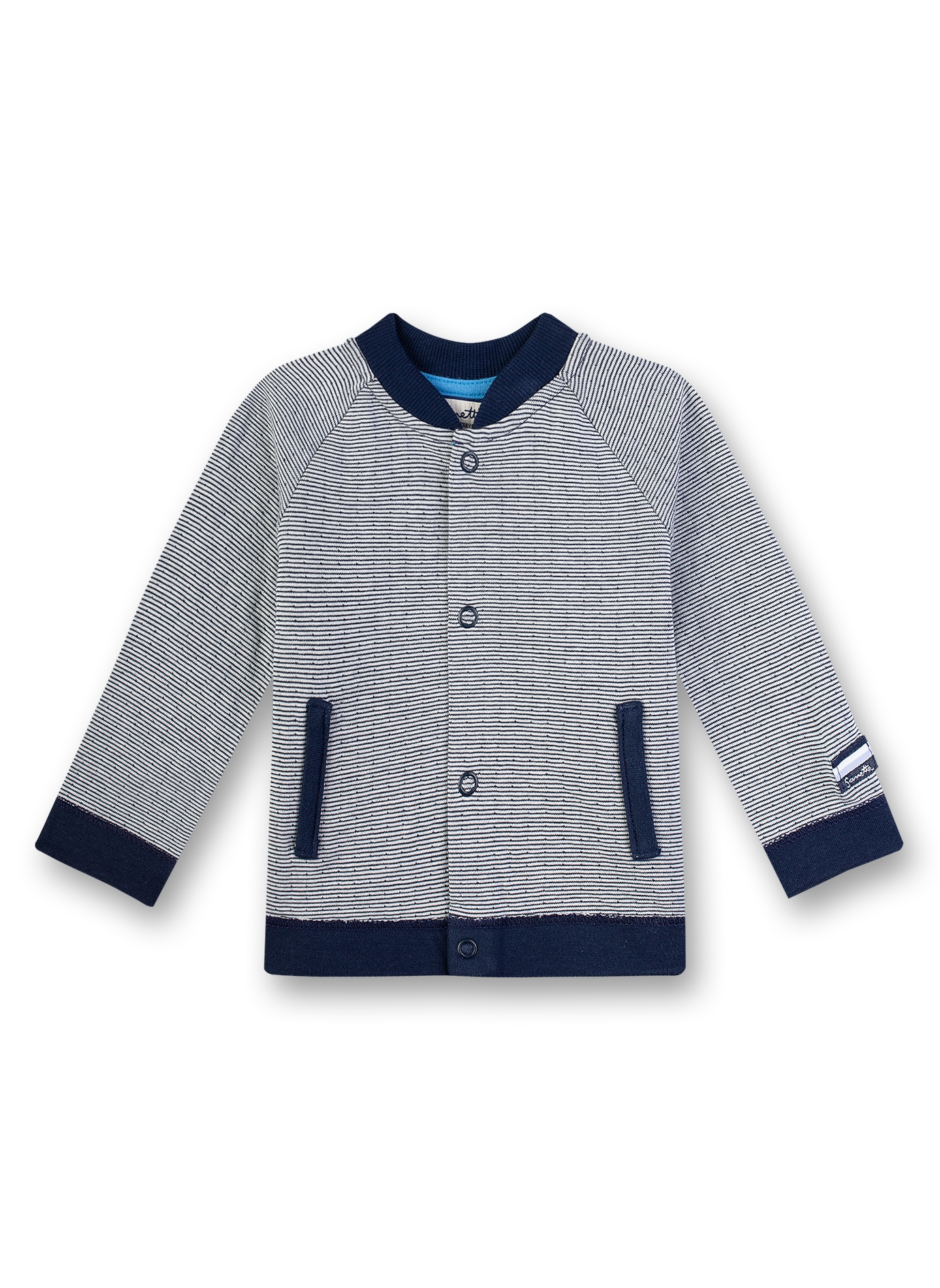 Jungen-Sweatjacke Blau-geringelt Little Scooter