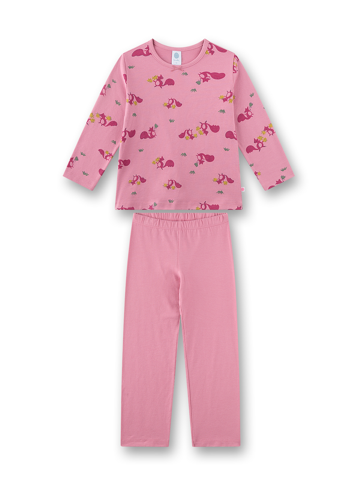 Kinder-Pyjama, Langarmshirt, Hose, Rosa, Muster