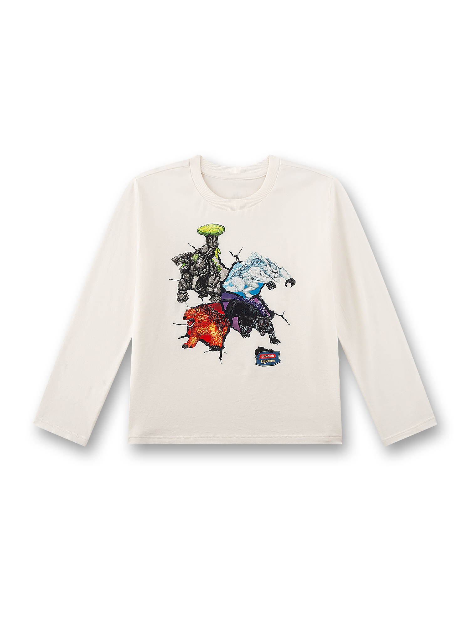 Langarmshirt, Weiß, Grafikdruck, Tiermotiv, Kunstprint