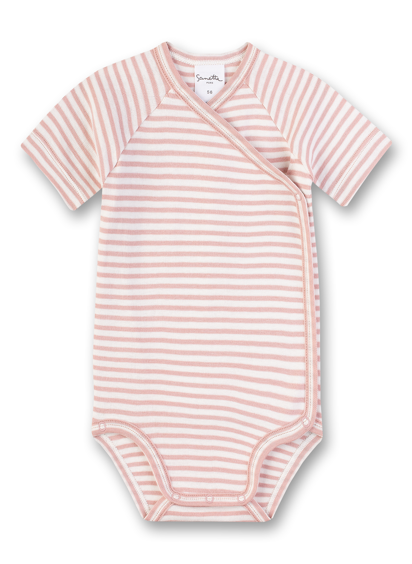 Wickelbody kurzarm Rosa-geringelt