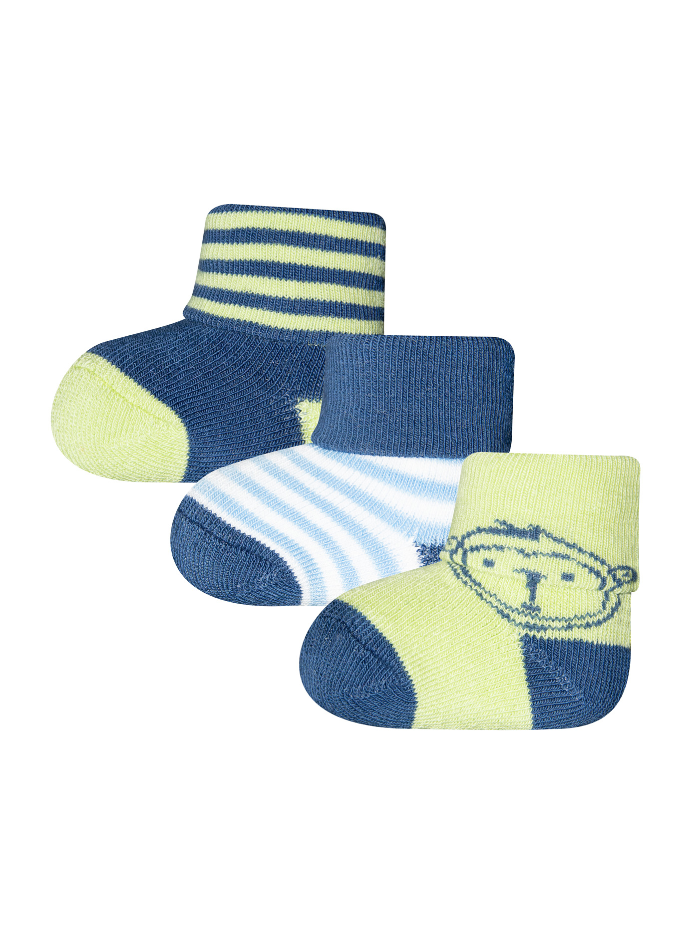Jungen Erstlings-Socken (Dreierpack) Blau und Grün