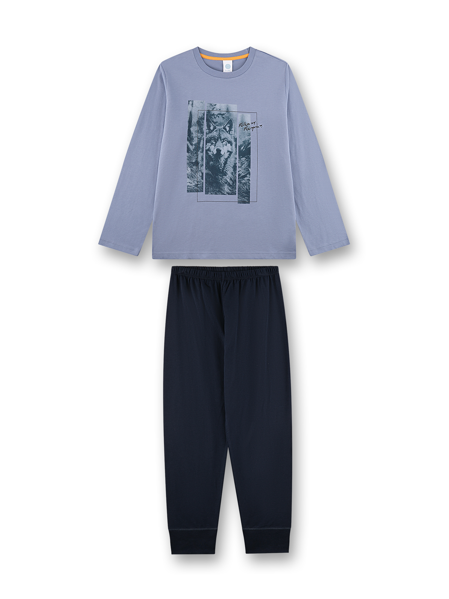 Jungen-Schlafanzug lang blau Wolf