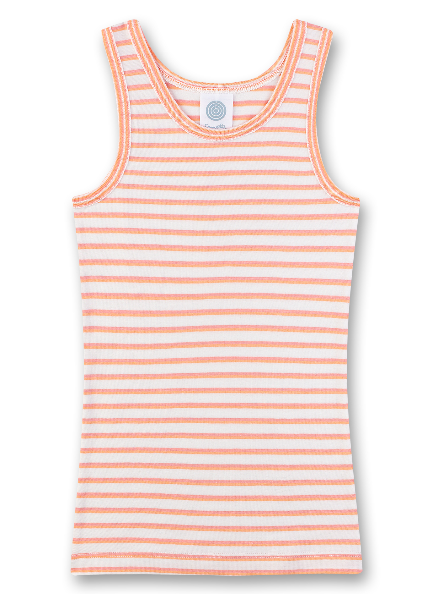 Mädchen-Unterhemd (Doppelpack) Off-White und Orange-geringelt Flamingo Breeze