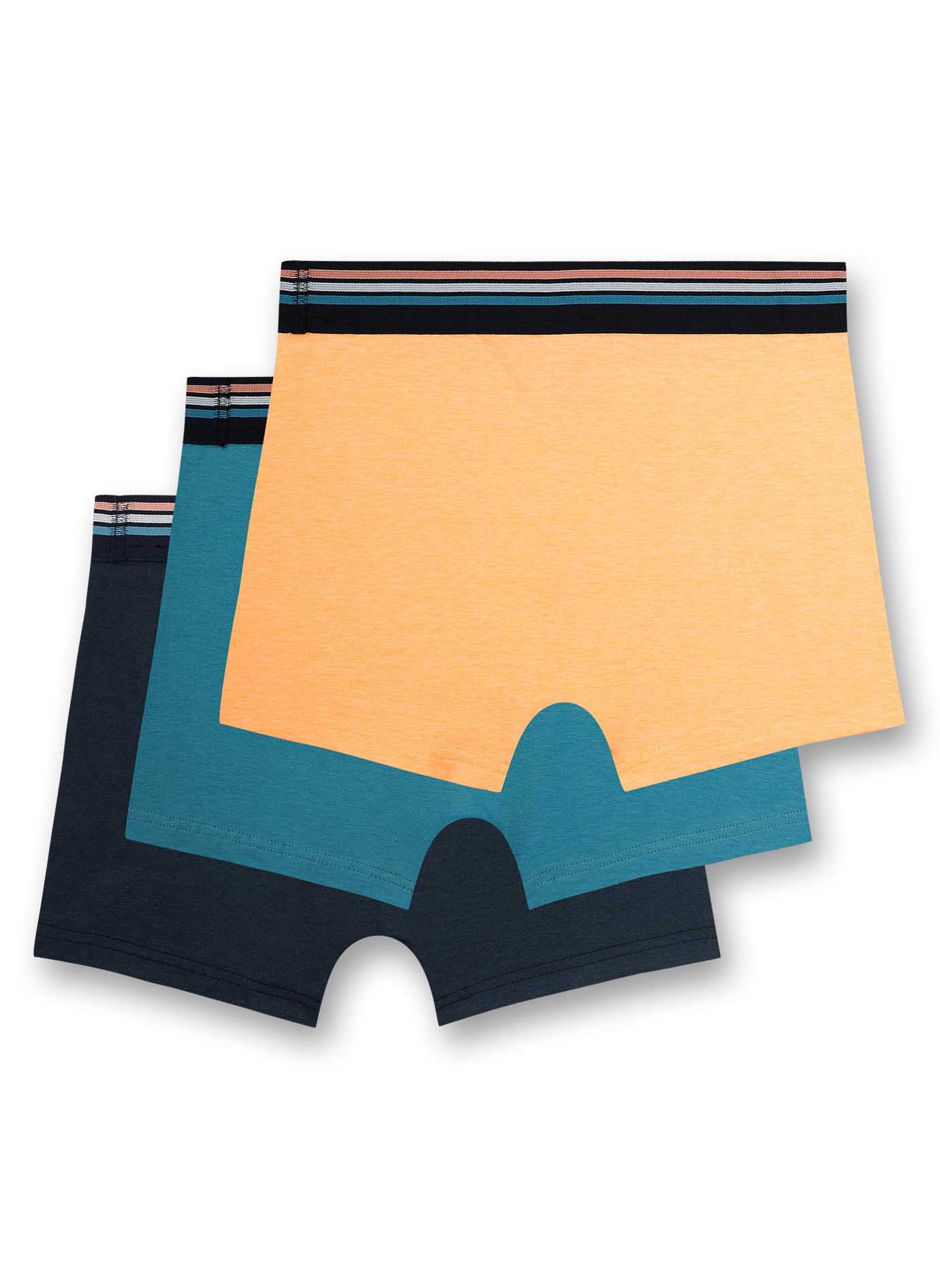 Jungen-Hipshorts (Dreierpack) Blau, Dunkelblau und Orange
