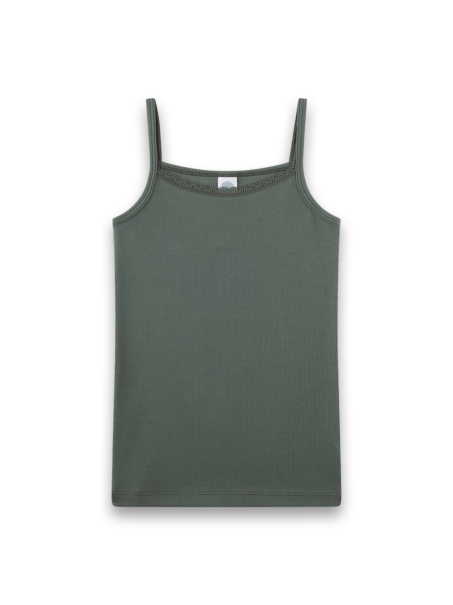 Tanktop, gerippt, Spitzeneinsatz, einfarbig, slim-fit