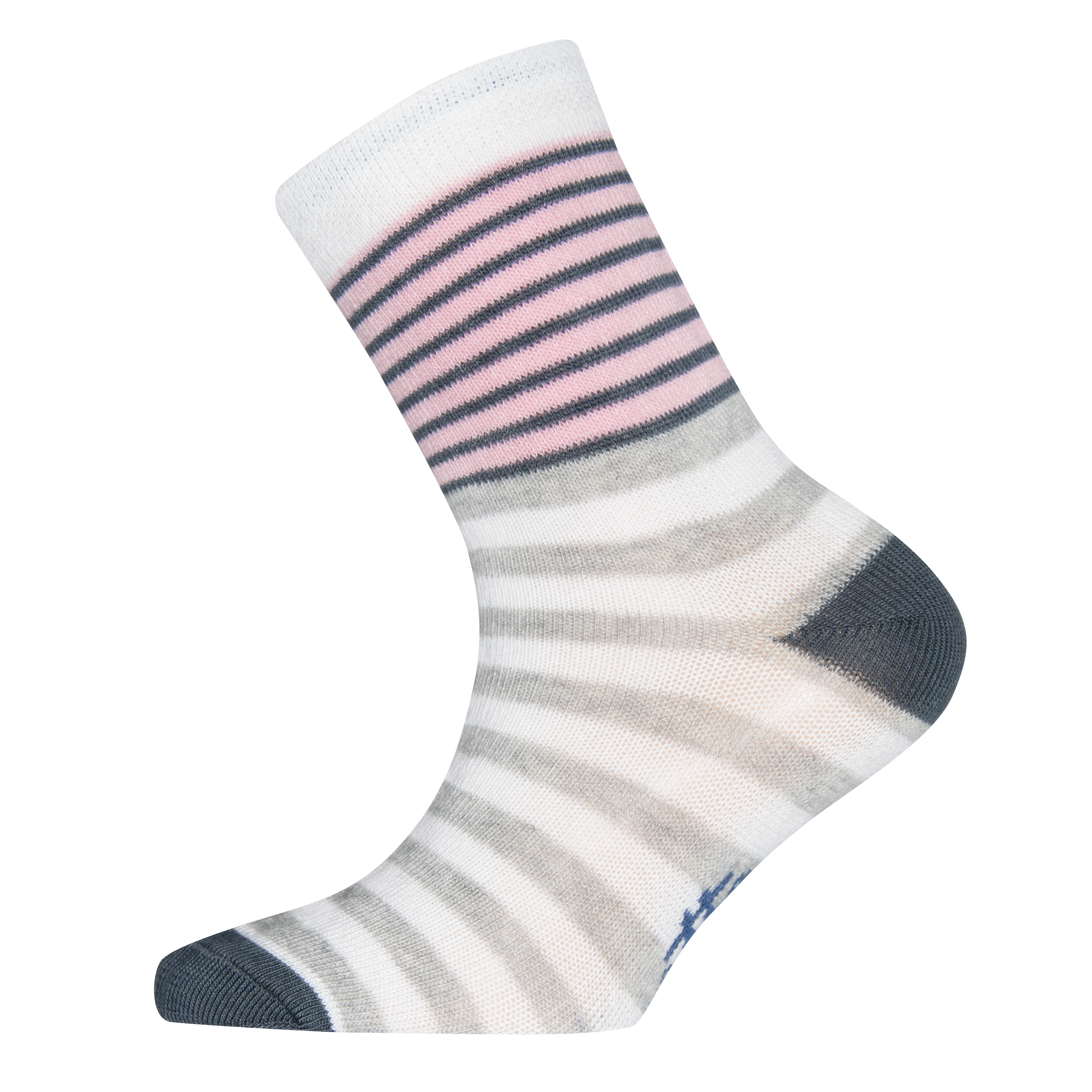 Mädchen-Socken (Doppelpack) Weiß Herzchen Ringel