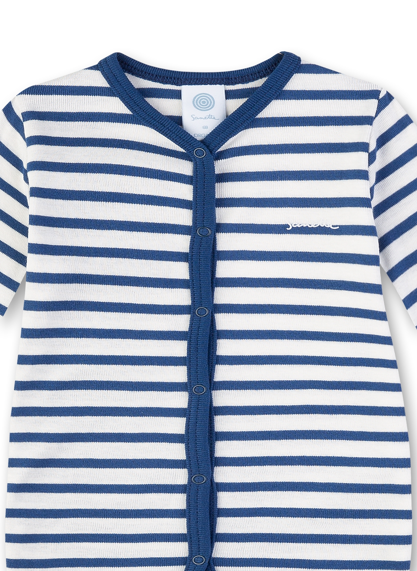 Jungen-Overall mit variablem Fuß Blau-gestreift Basic