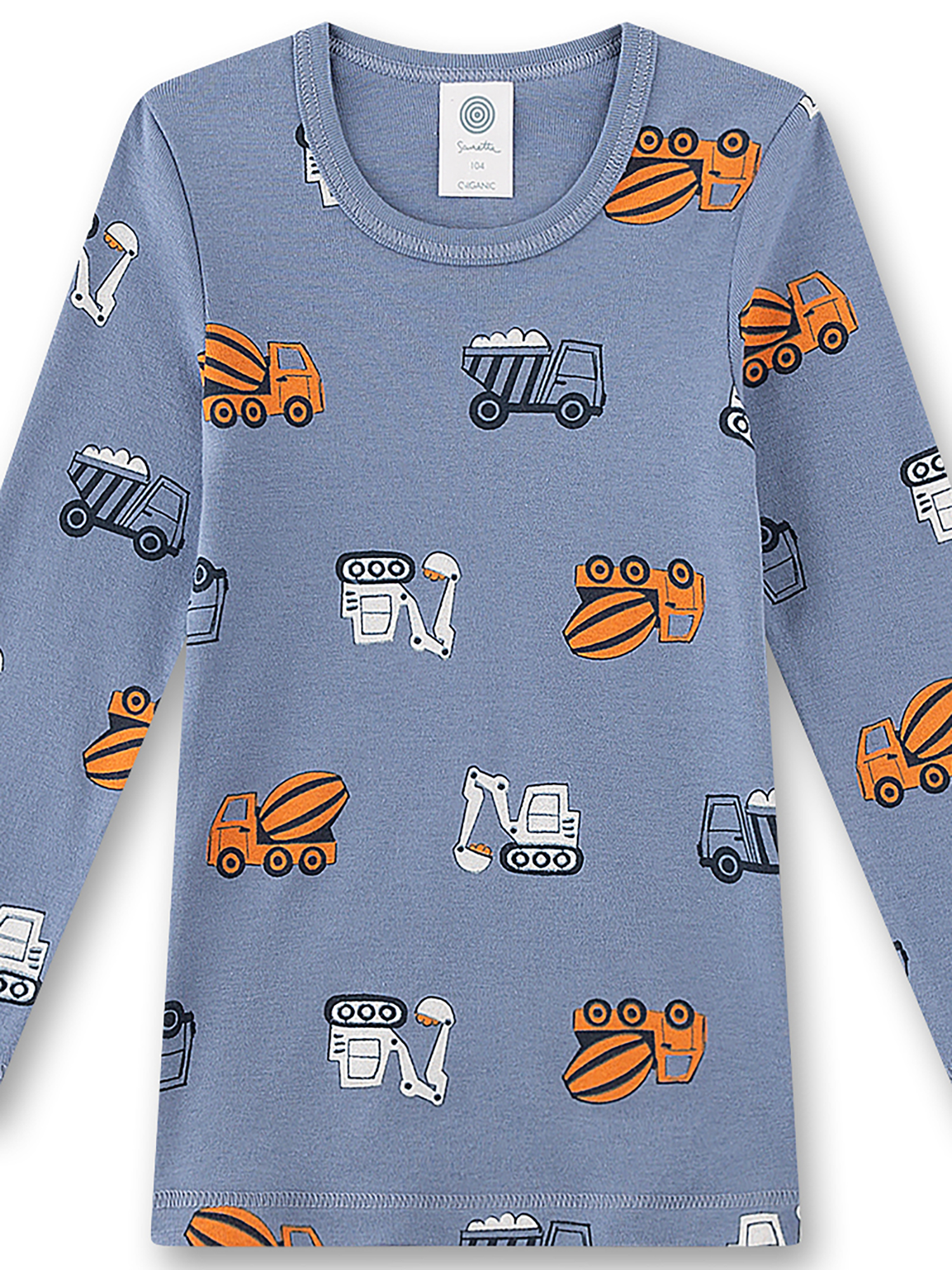 Kinderpullover, Langarm, Baustellen Muster, Blau, Sweatshirt