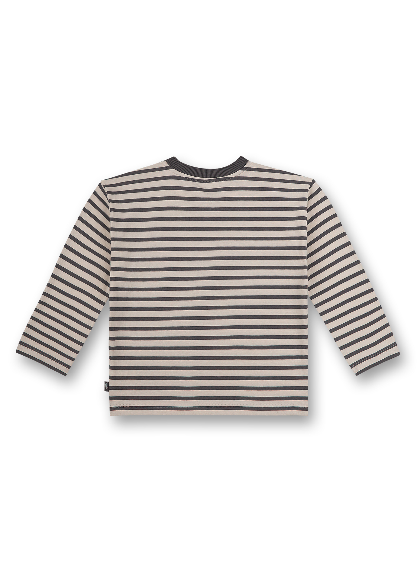 Jungen-Shirt langarm Dunkelgrau Ringel