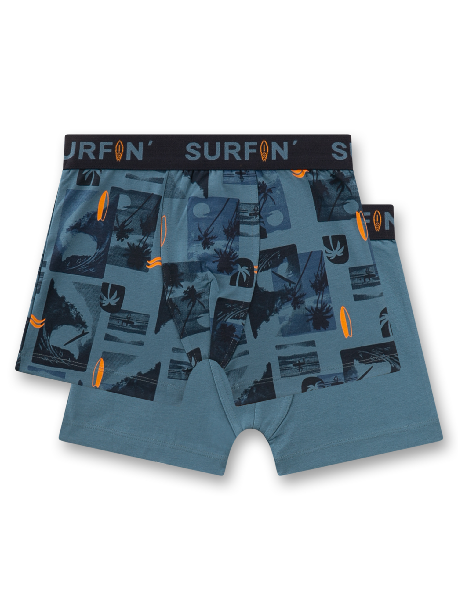 Jungen-Hipshorts (Doppelpack) blau Surfen