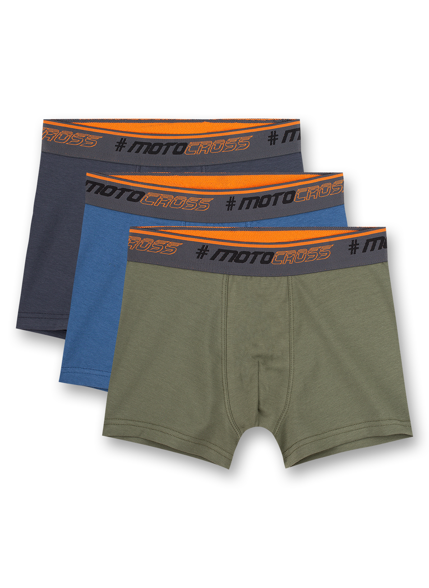 Jungen-Shorts (Dreierpack) Khaki Blau und Anthrazit
