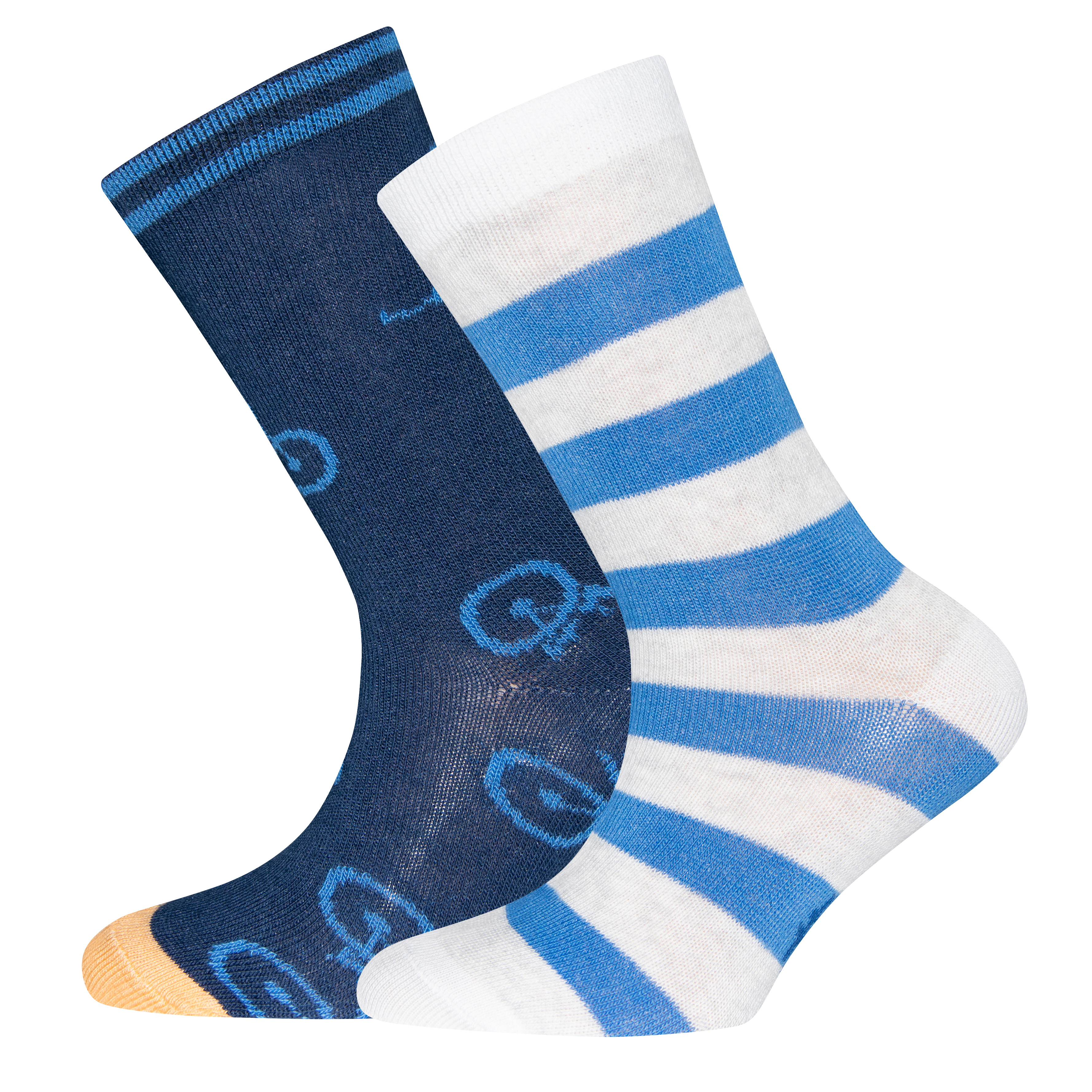 Jungen-Socken (Doppelpack) Blau und Ringel