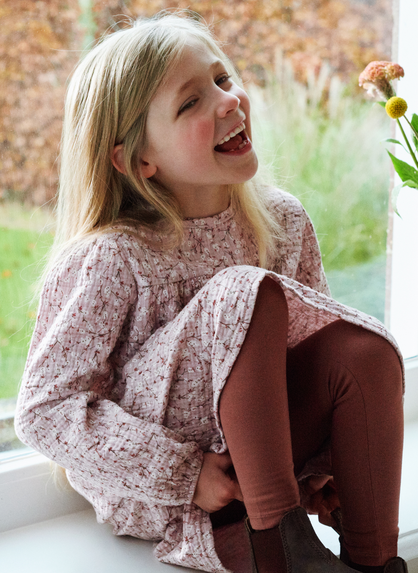 Mädchen-Kleid Musselin Rosa