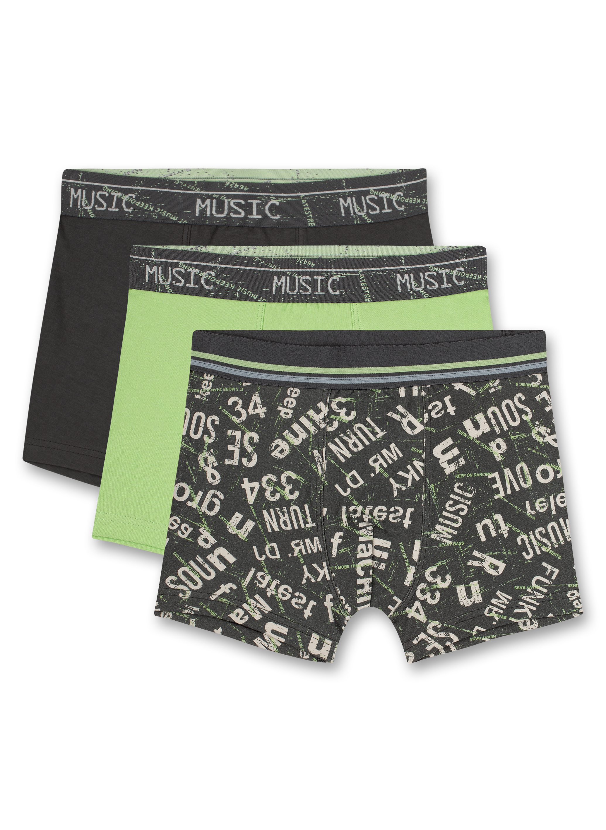 Jungen-Hipshorts (Dreierpack) Grau und Grün