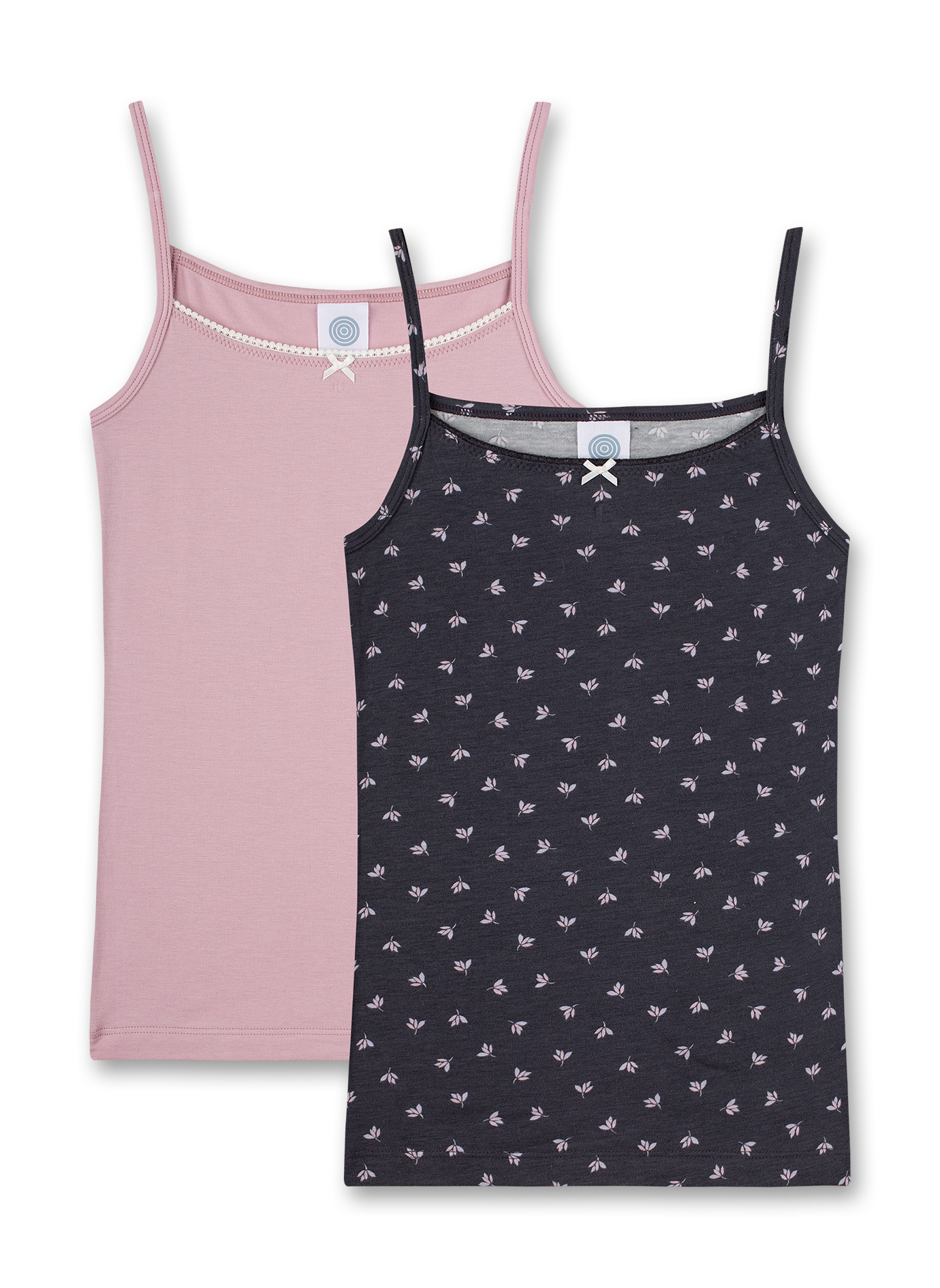 Mädchen-Unterhemd (Doppelpack) Dunkelgrau und Rosa