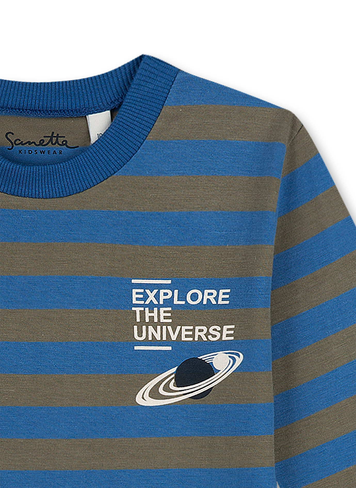 Jungen-Shirt langarm Blau Ringel Galaxy Star