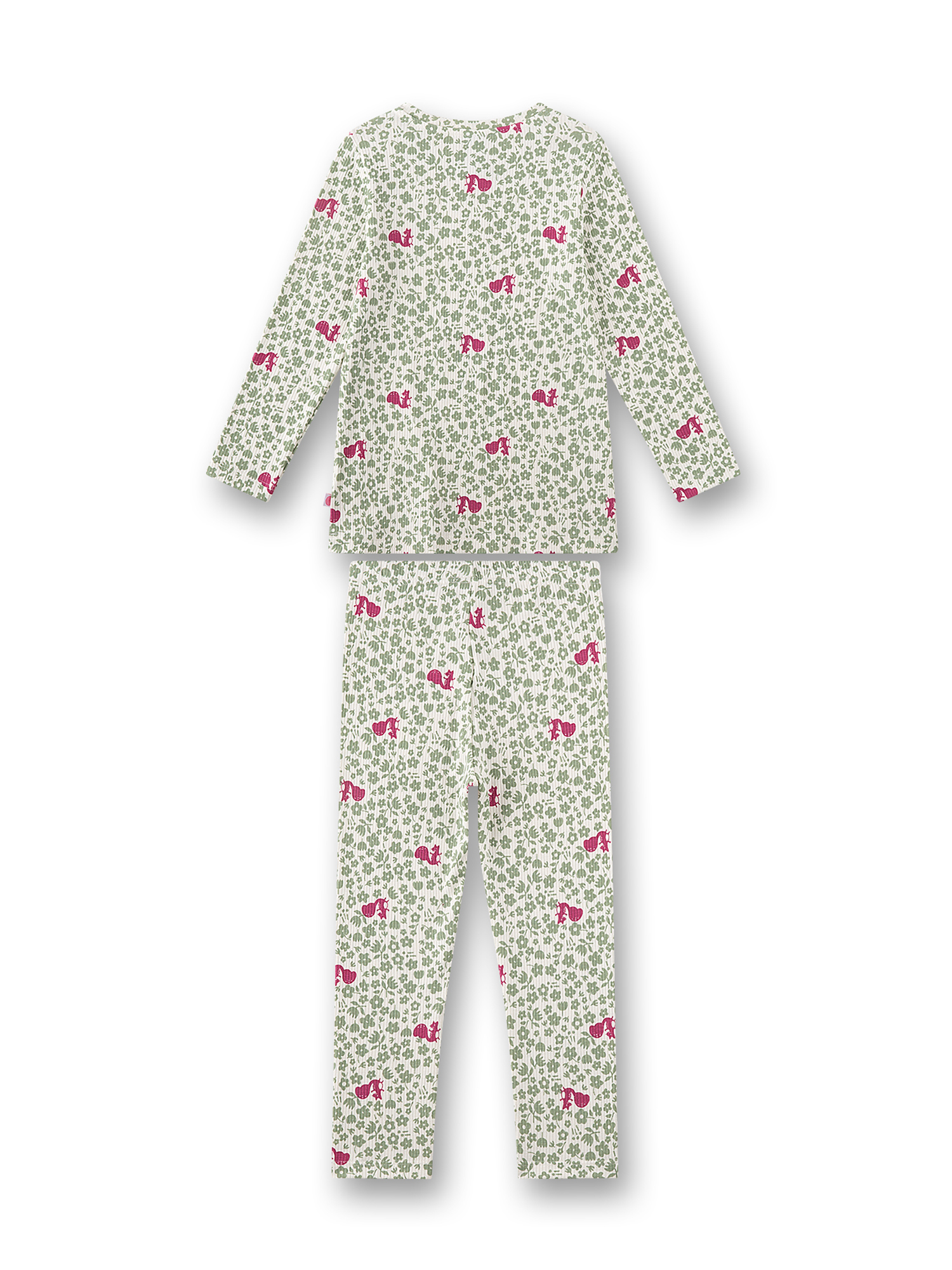 pyjama, pajama, langarm, set, flora-muster