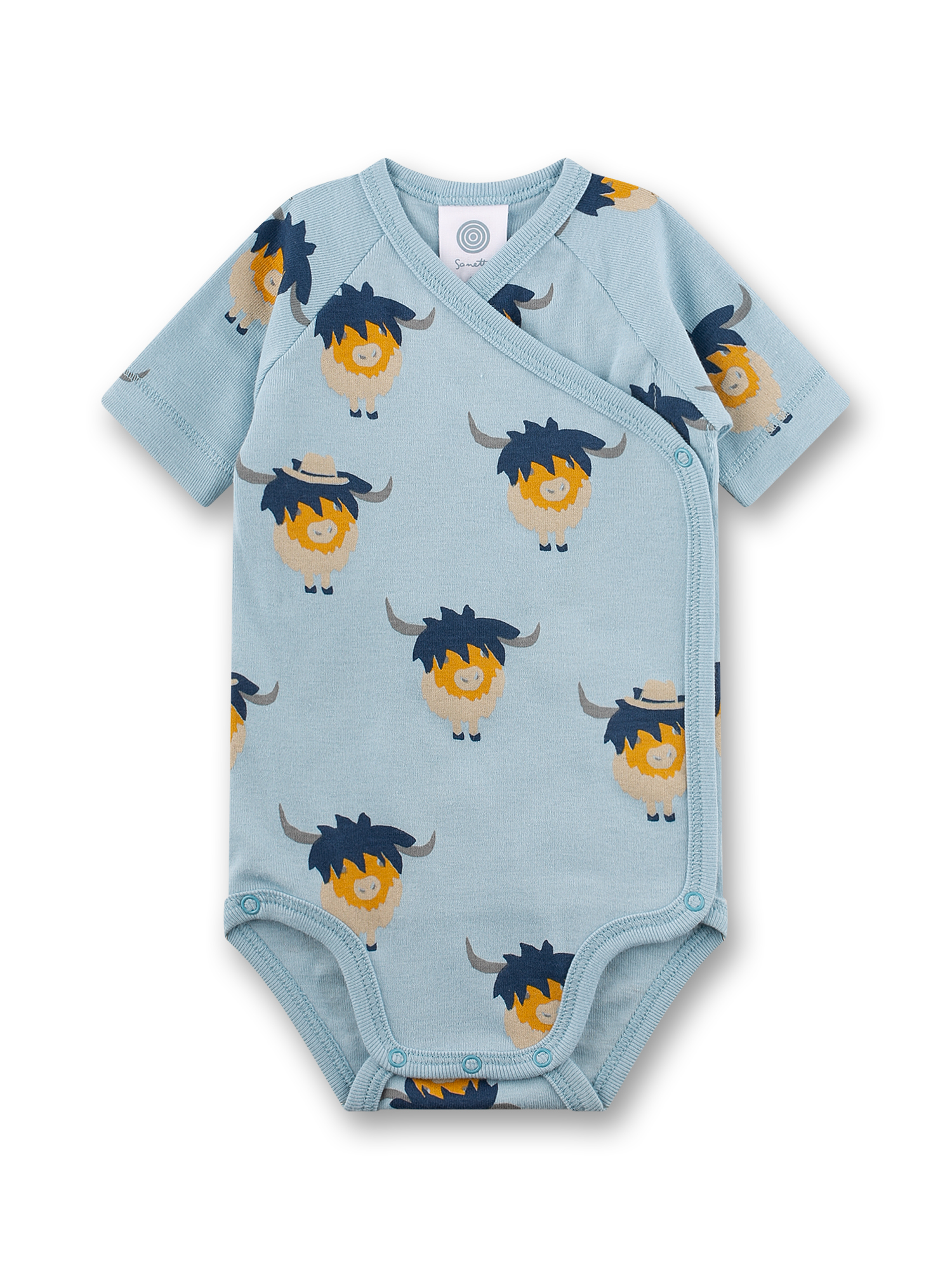 Baby-Wickelbody kurzarm hellblau Büffel 