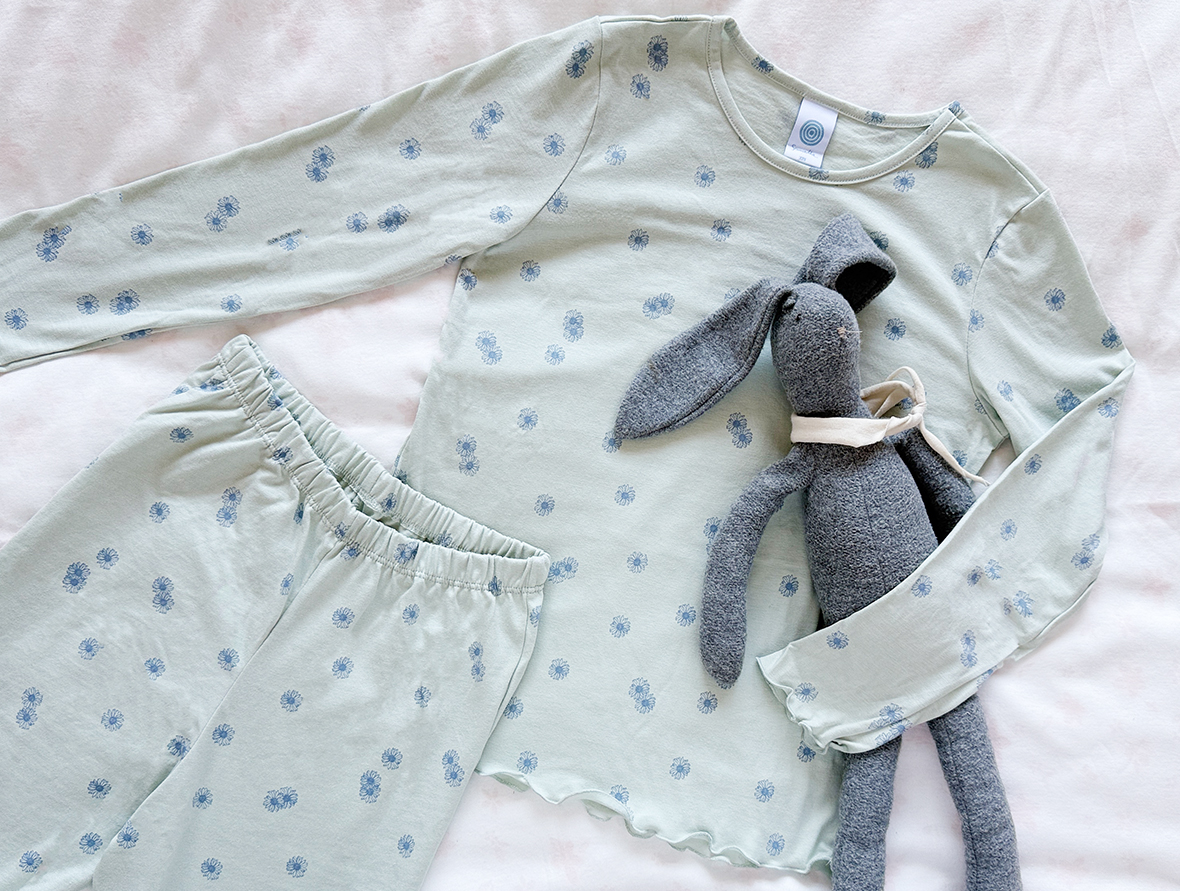 Pijama, Langarmshirt, Jogginghose, Muster, Blau
