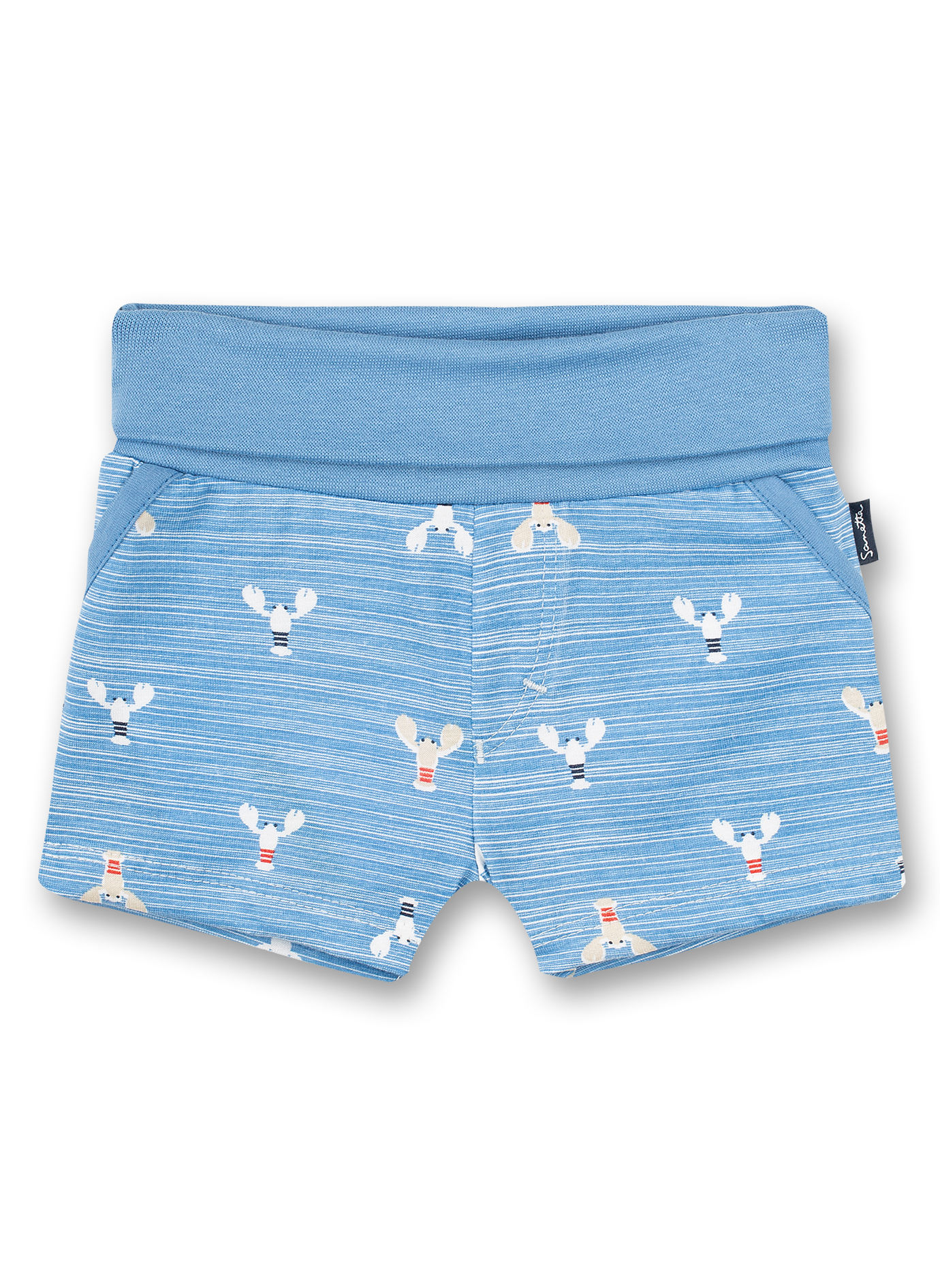 Jungen-Shorts Off-White Blau-geringelt Little Lobster