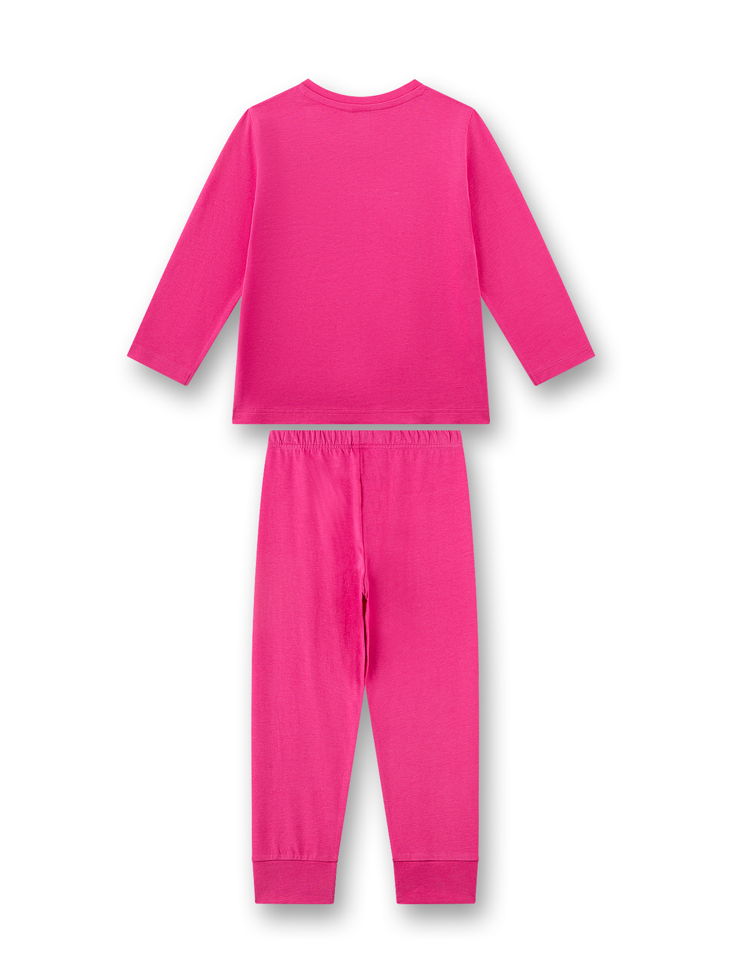 langarmshirt, pyjama, unifarben, fuchsia, elastischer-abschluss