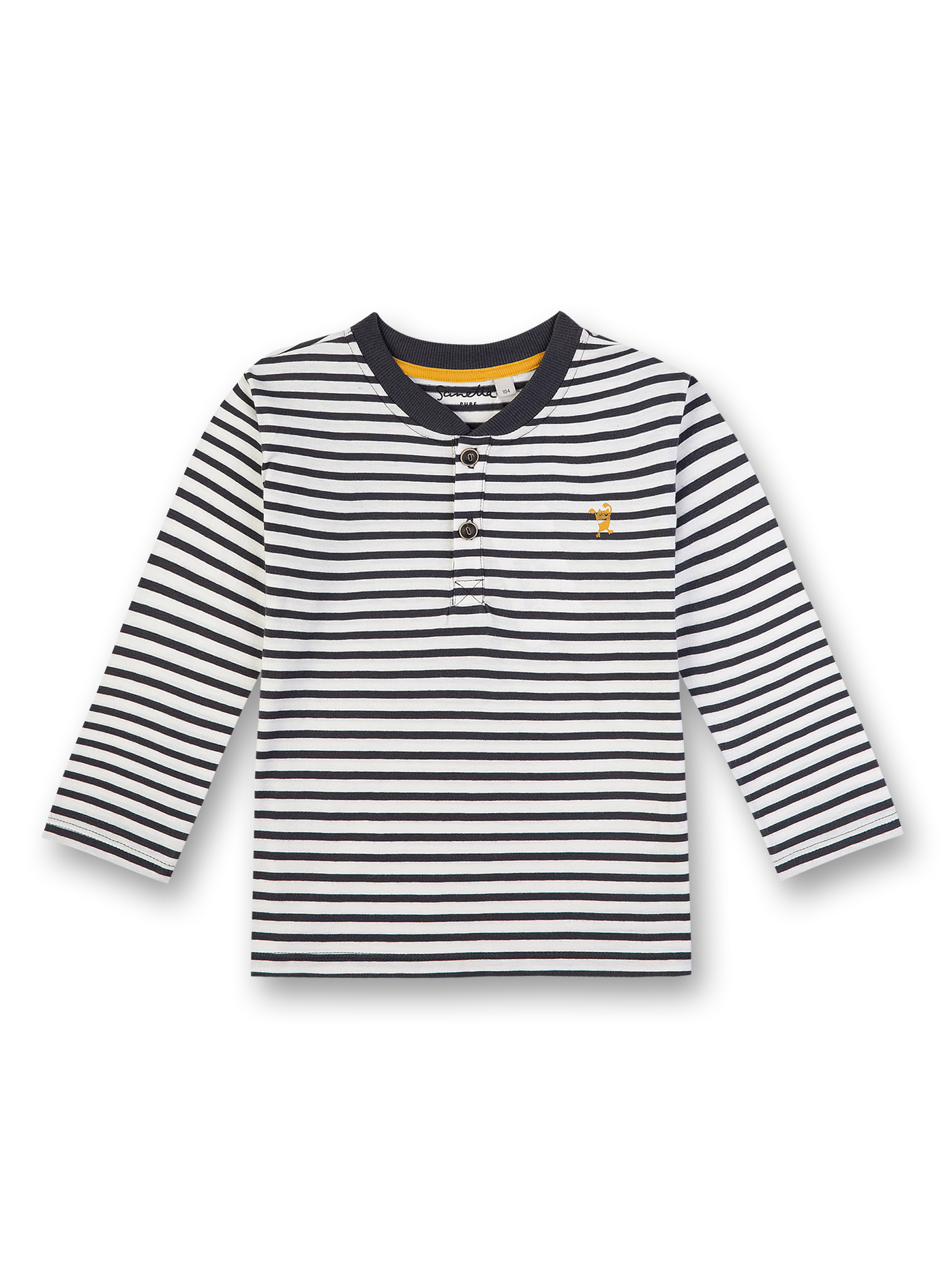 Jungen-Shirt langarm Dunkelgrau-geringelt