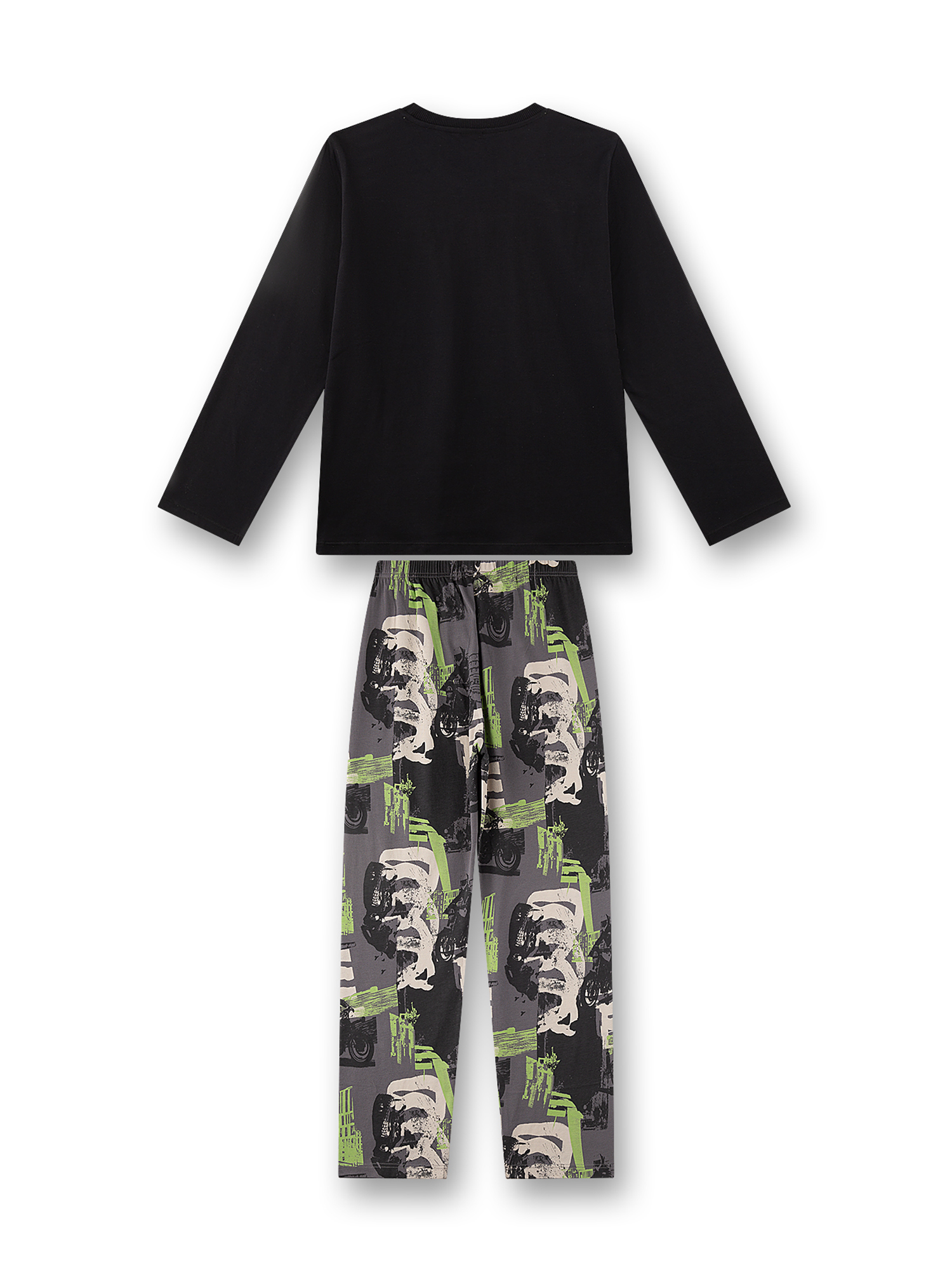Schlafanzug, Pyjama, Langarm, Hose mit Muster, Sommer-/Nachtwäsche