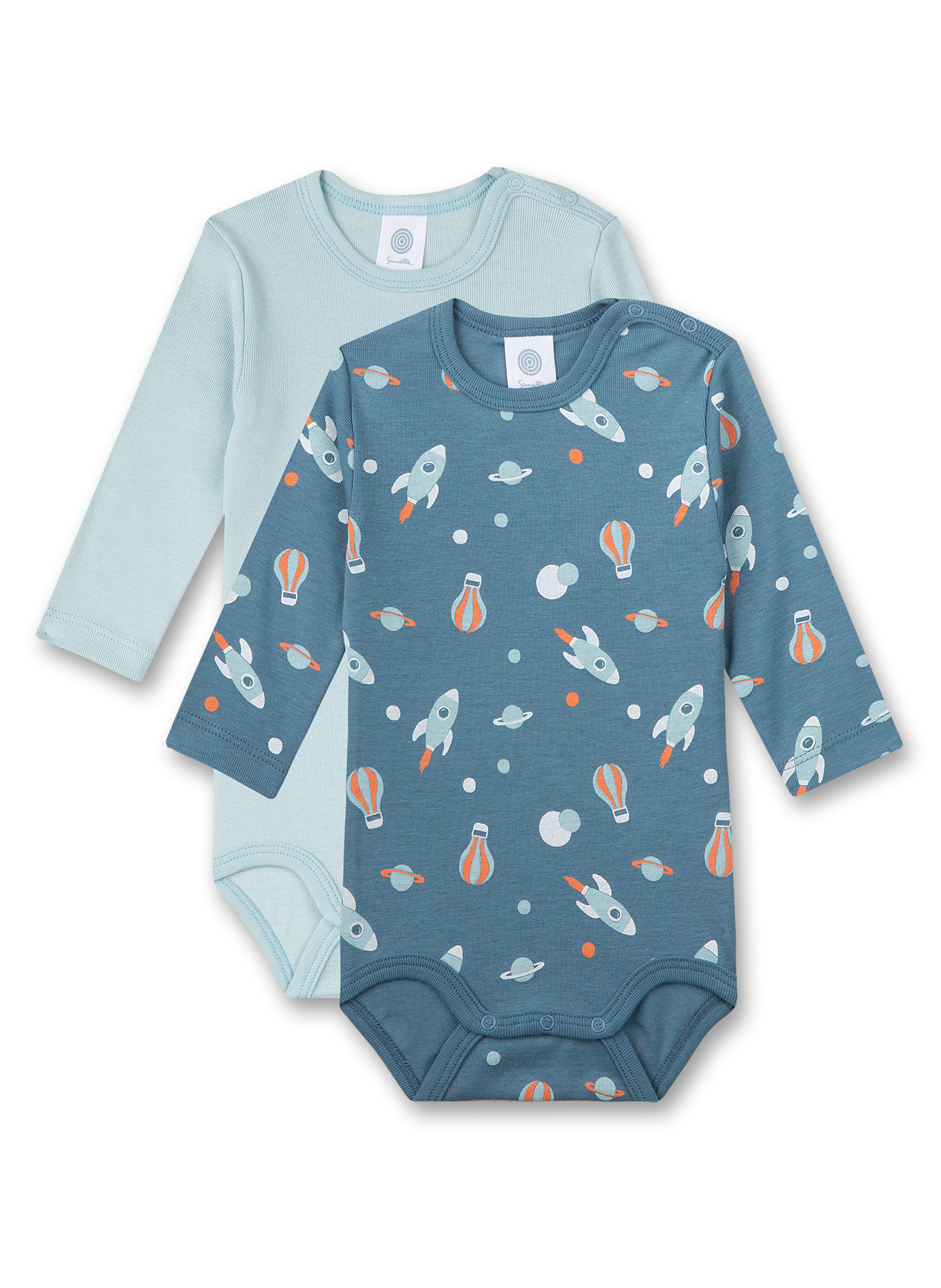 Baby Body langarm Doppelpack Blau