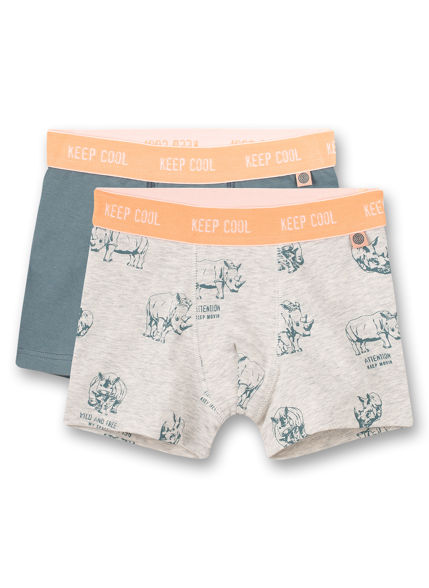 Jungen-Shorts (Doppelpack) Graumelange und Dunkelgrün Wild at Heart