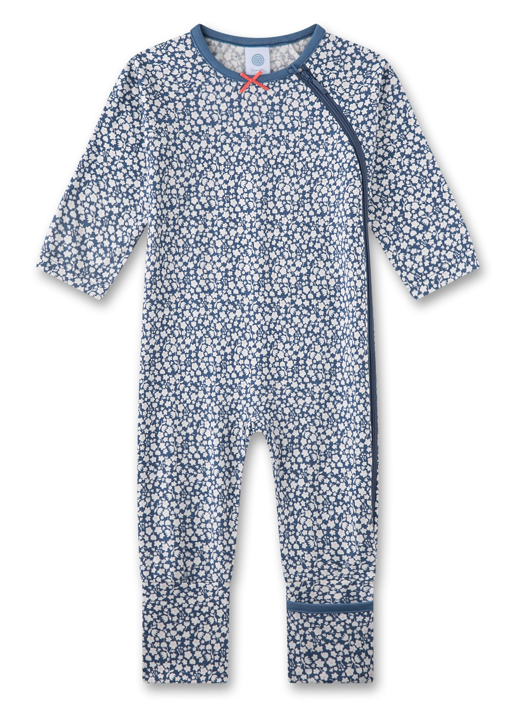 Baby-Strampler blau Blumen