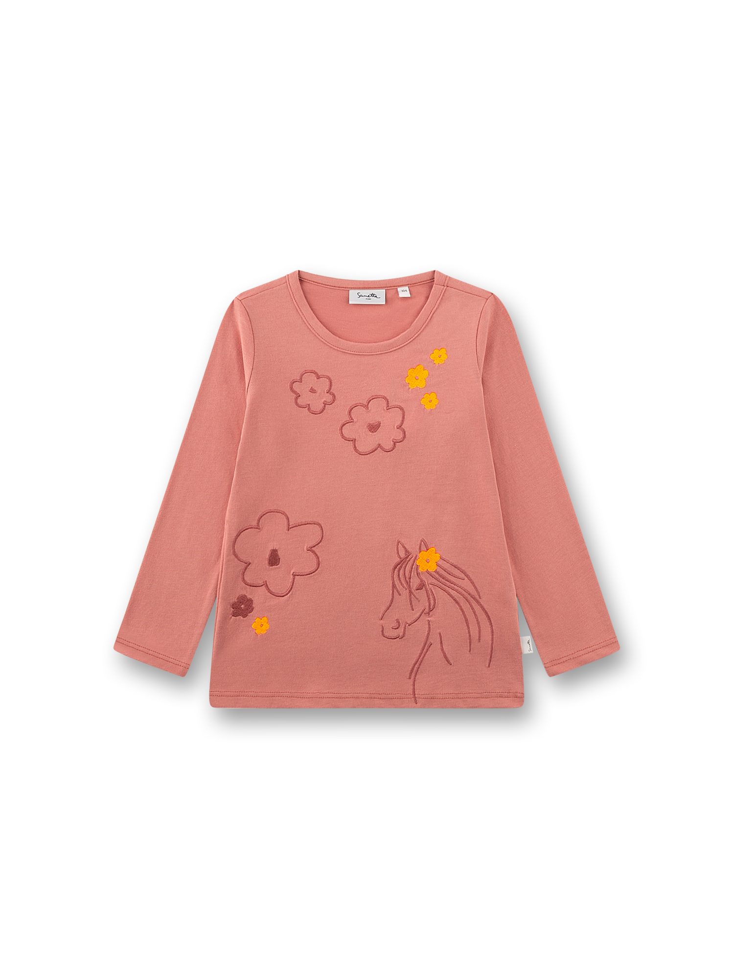 Mädchen-Langarmshirt rosa Pferd