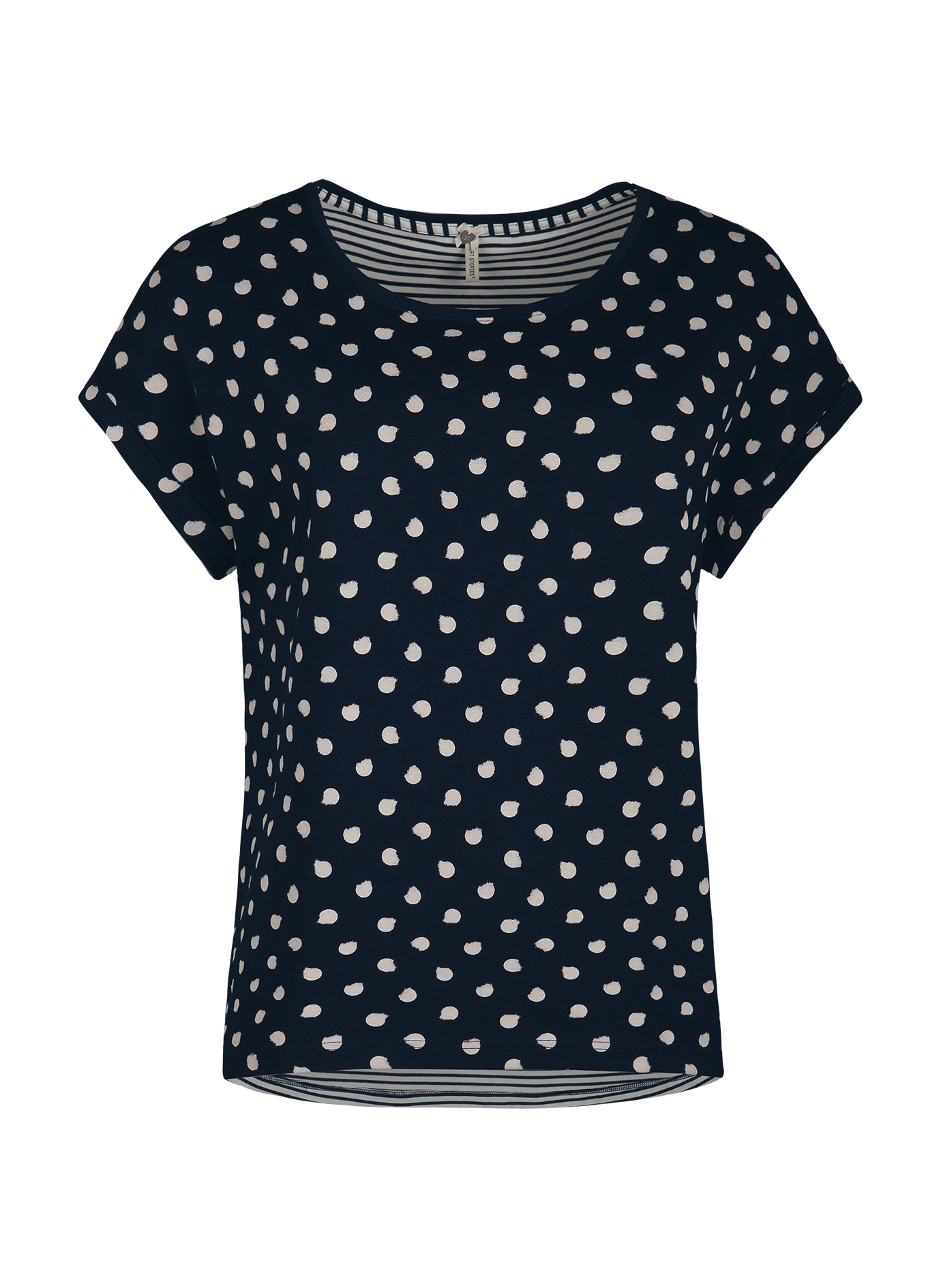 Damen T-Shirt Dunkelblau Dots