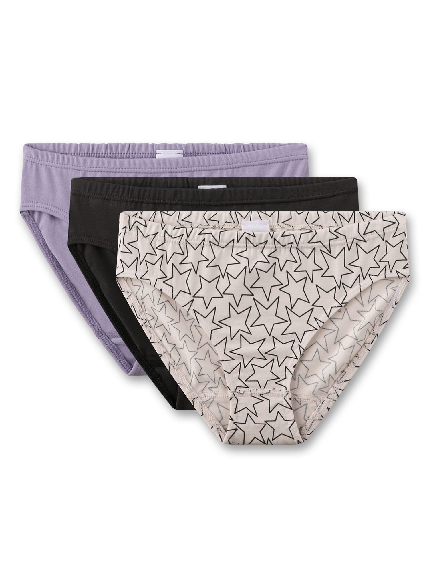 Mädchen-Rioslip (Dreierpack) lila, schwarz, beige