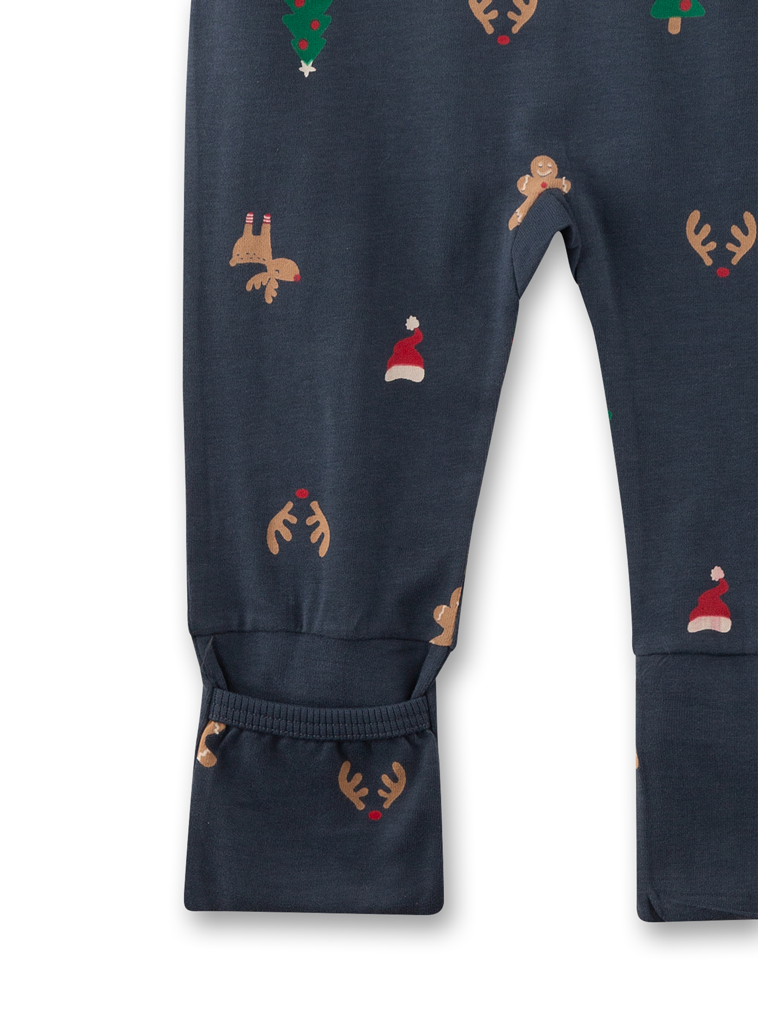 Babyhose, Dunkelblau, Weihnachtsmotiv, Elchmuster, Umklappbare Fußbündchen