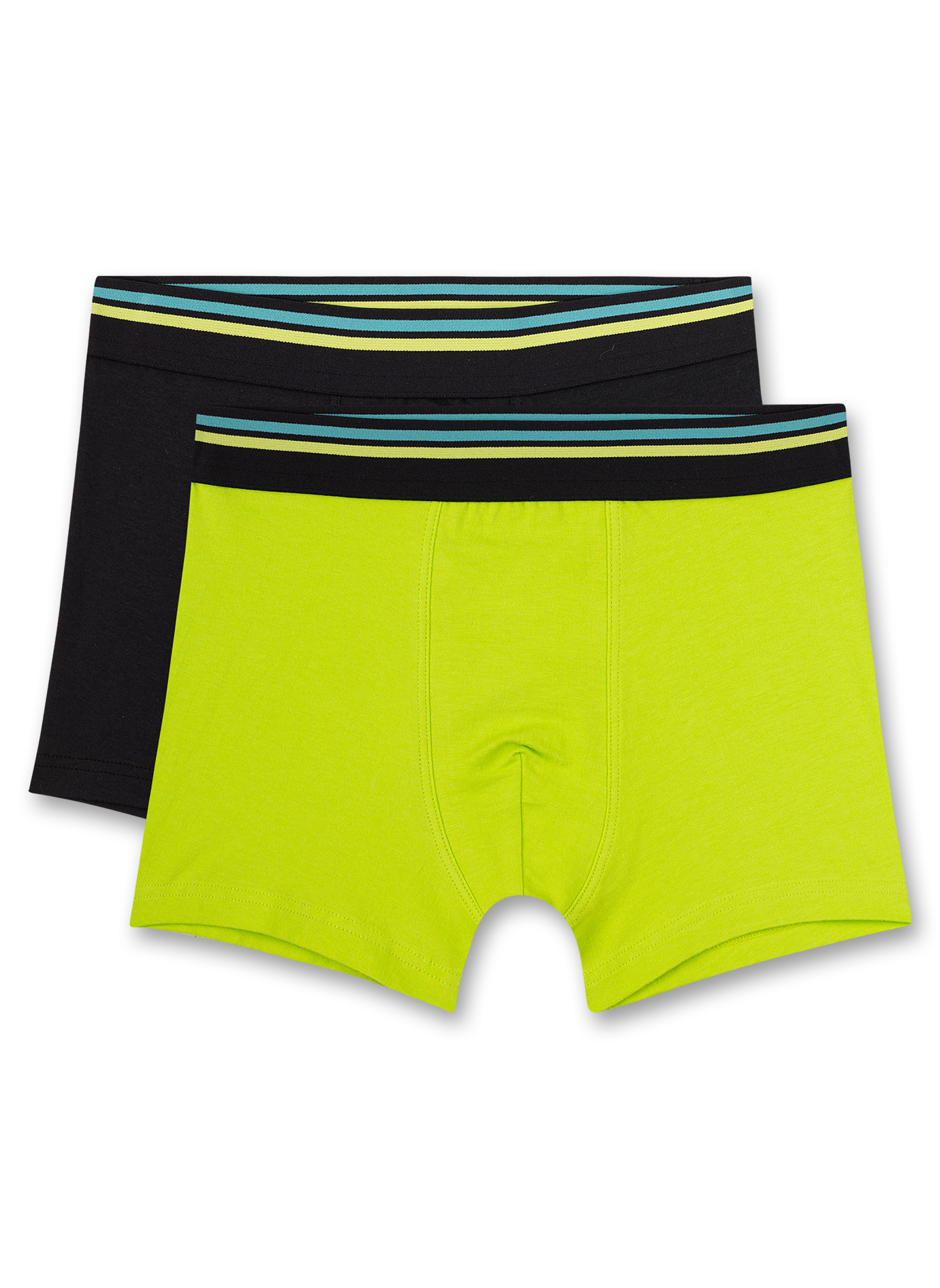 Jungen-Hipshorts (Doppelpack) Neongrün und Schwarz Networking