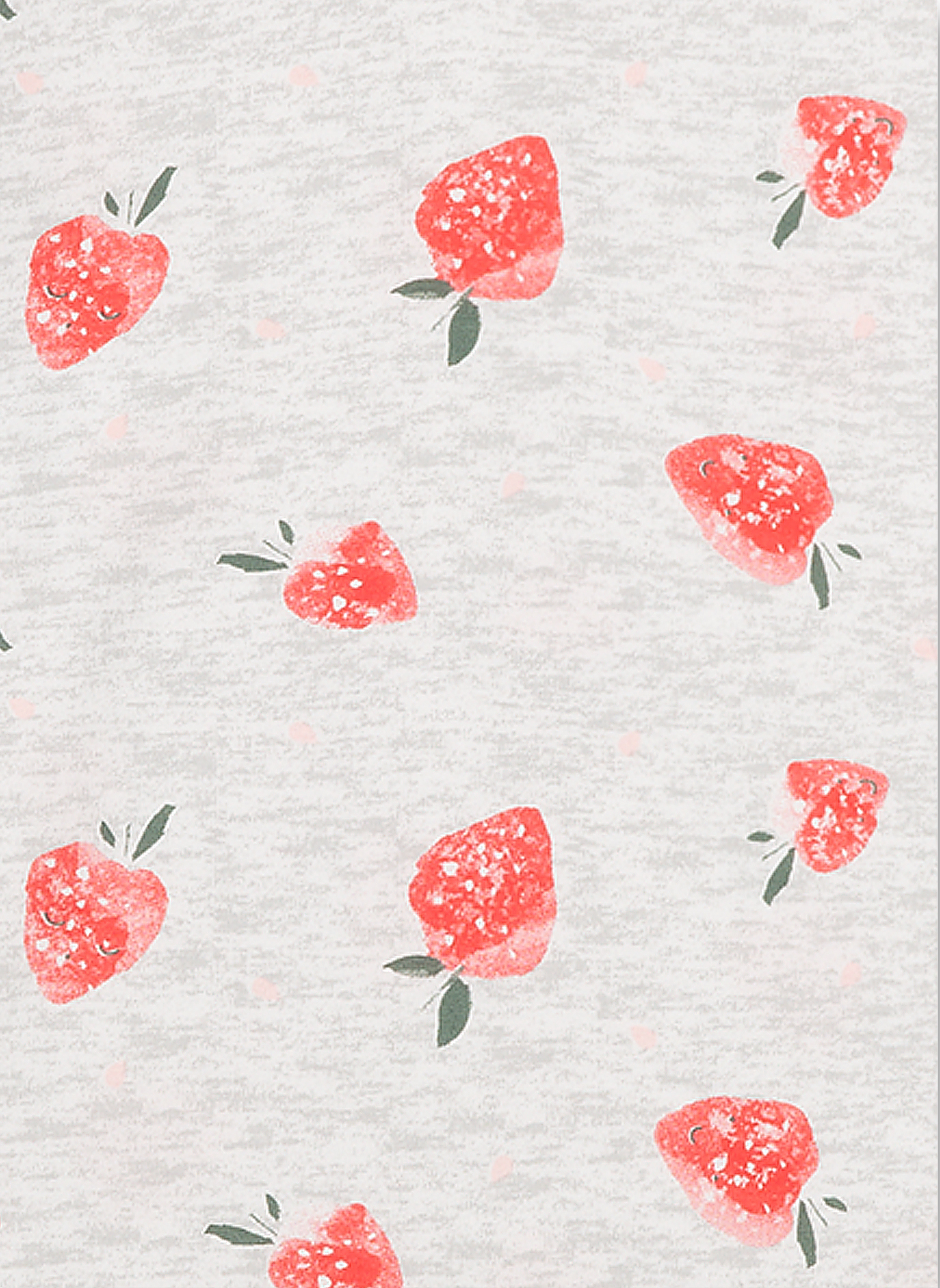 Mädchen-Schlafanzug kurz Graumelange Erdbeer-Allover Strawberry Field