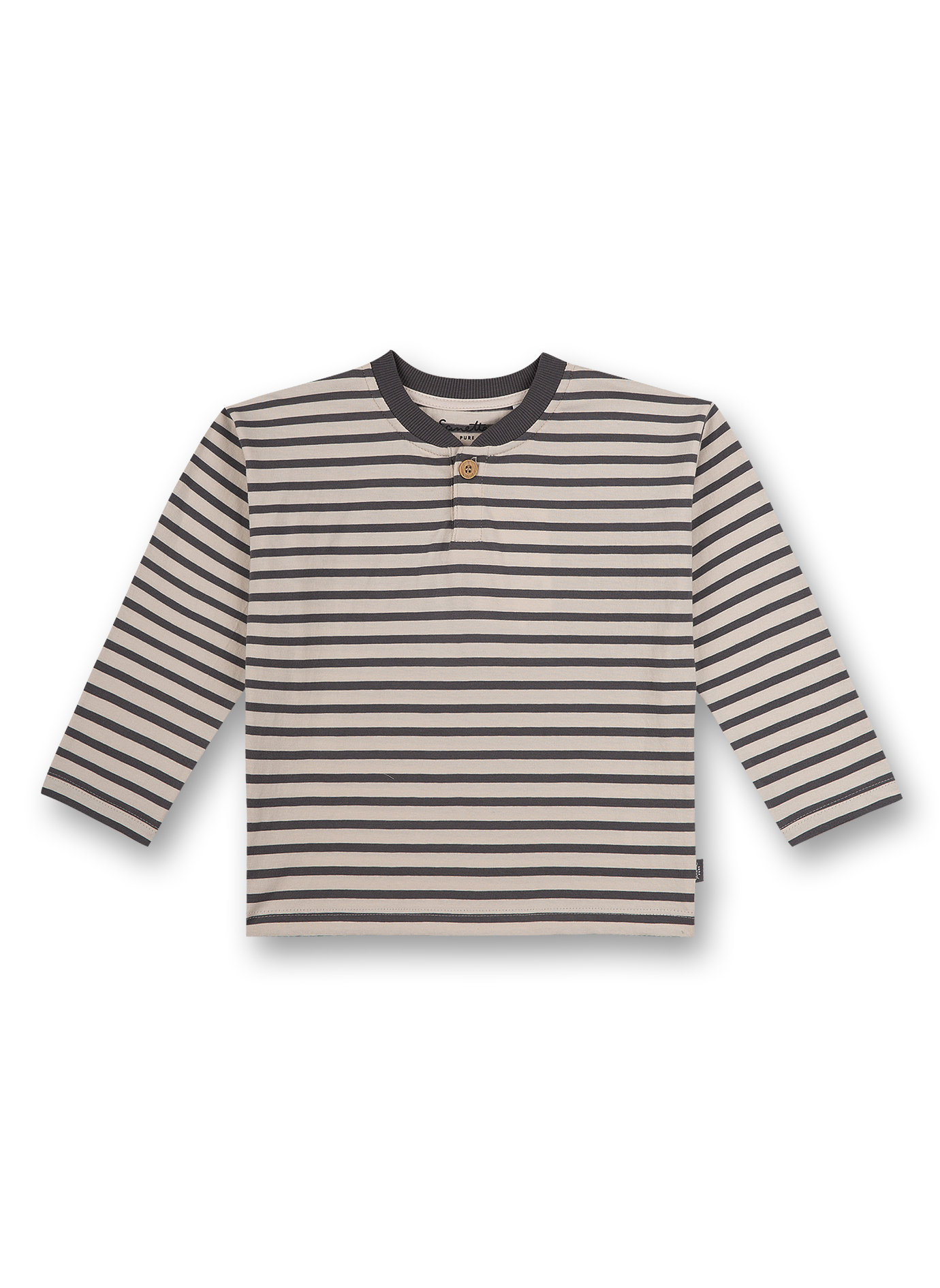 Jungen-Shirt langarm Dunkelgrau Ringel