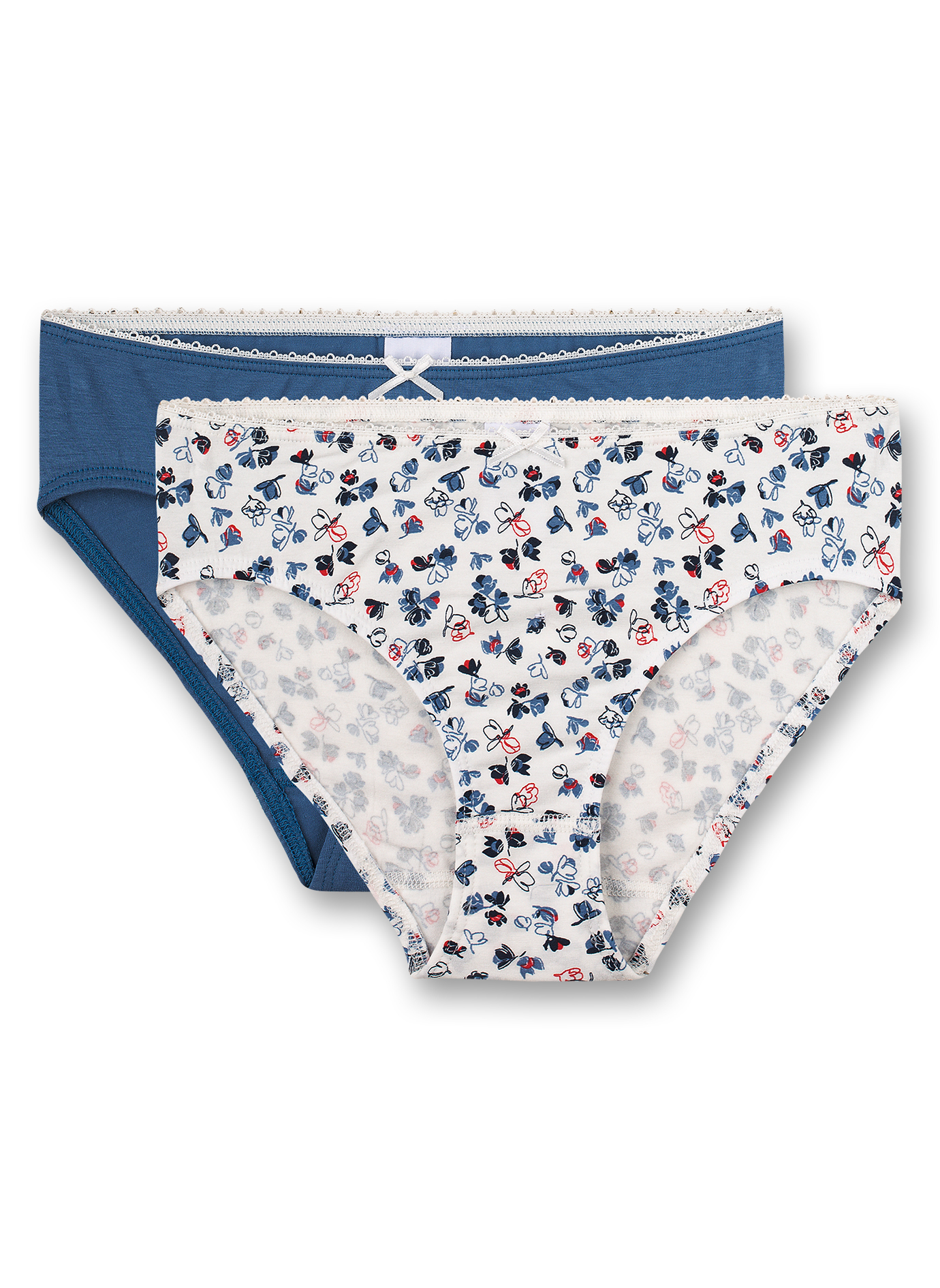 Mädchen-Rioslip (Doppelpack) Off-White und Blau Ethno
