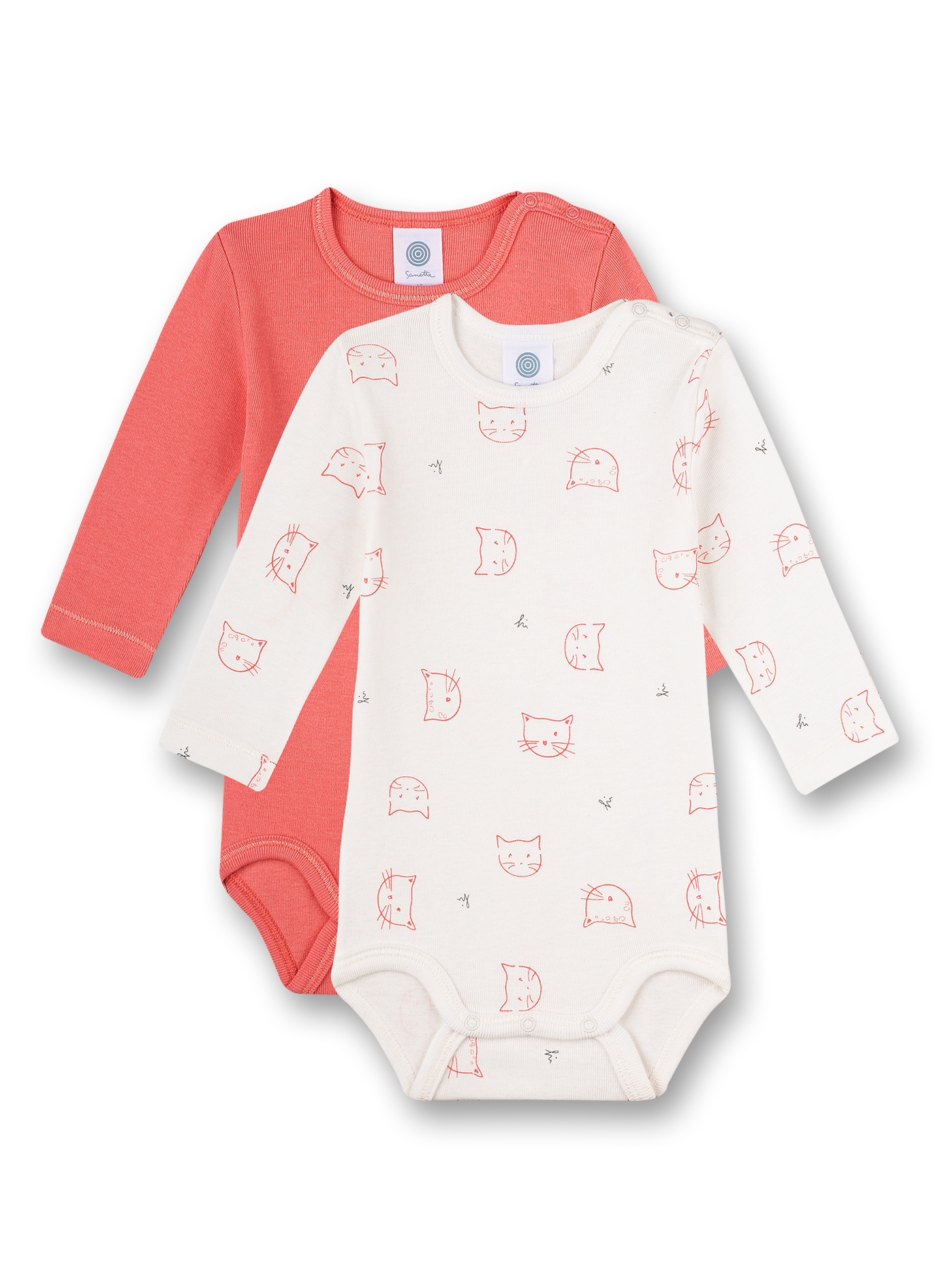 Body langarm (Doppelpack) Off-White und Rosa Tiny Leopard