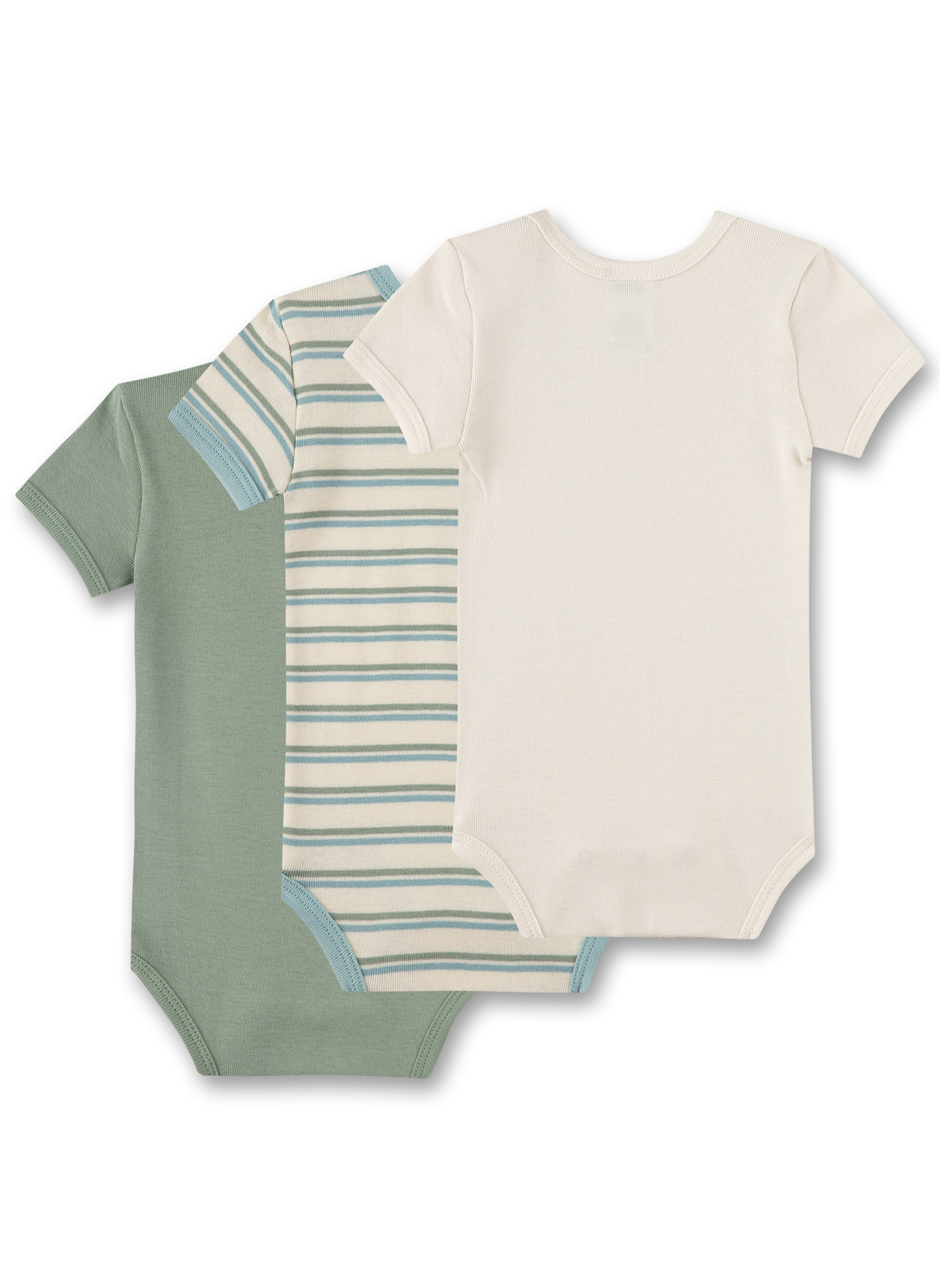 Body kurzarm (Dreierpack) Grün & Beige
