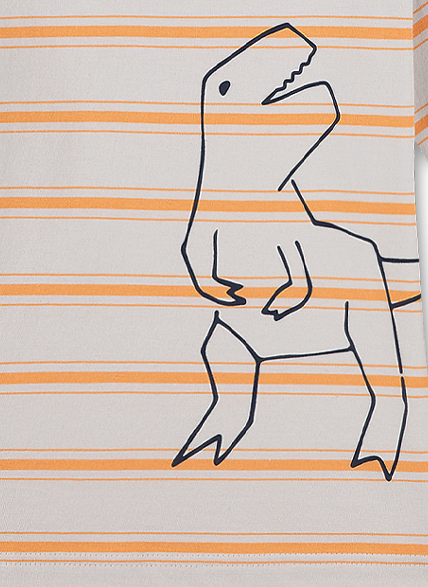 Jungen-Schlafanzug Grau Gelb-geringelt Dino