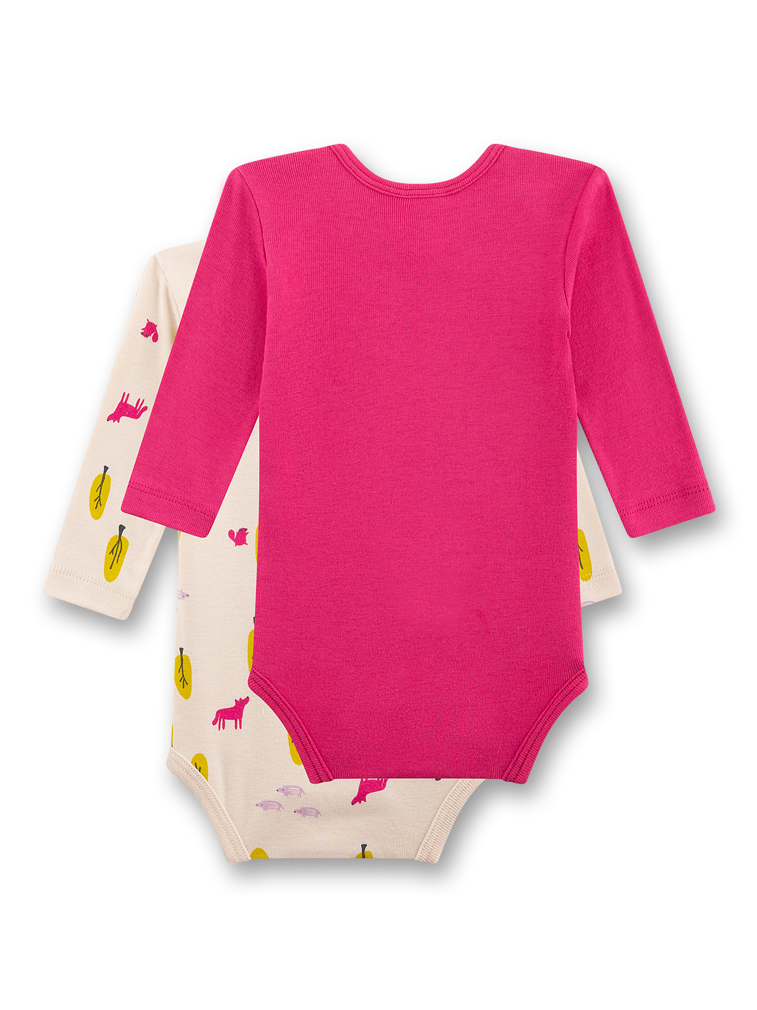 Baby-Bodysuit, Langarm, Rosa, Unifarben, Zweifarbige-Schicht