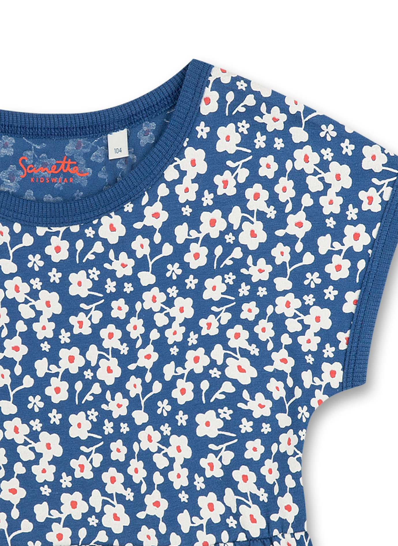 Mädchen T-Shirt Blau Blumenallover Strawberry