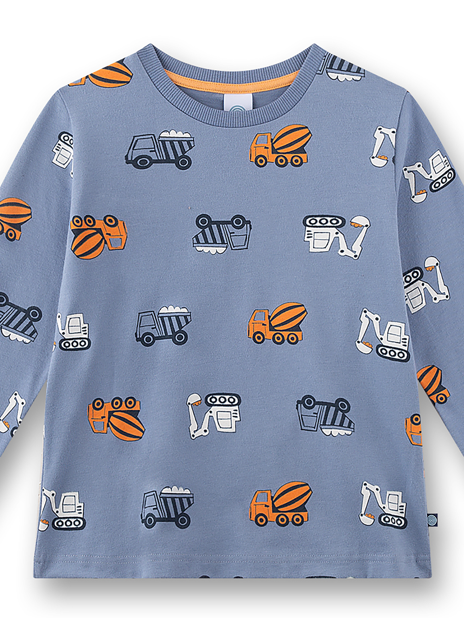 Kinderpullover, Langarmshirt, Baustellenmuster, Baustellenfahrzeuge, Bekleidung
